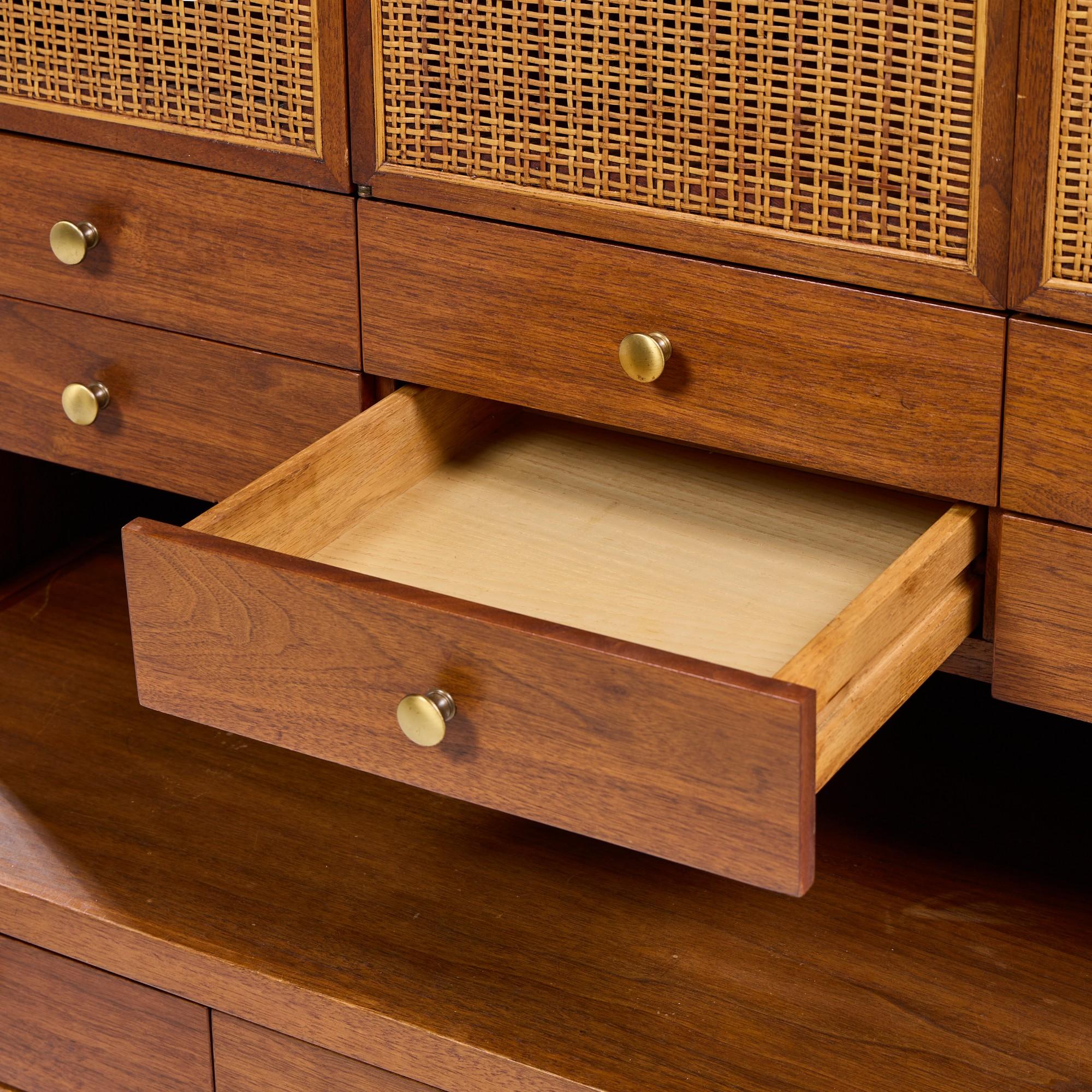 Paul McCobb Connoisseur Collection Mahogany and Cane Secretary Bar Cabinet For Sale 4