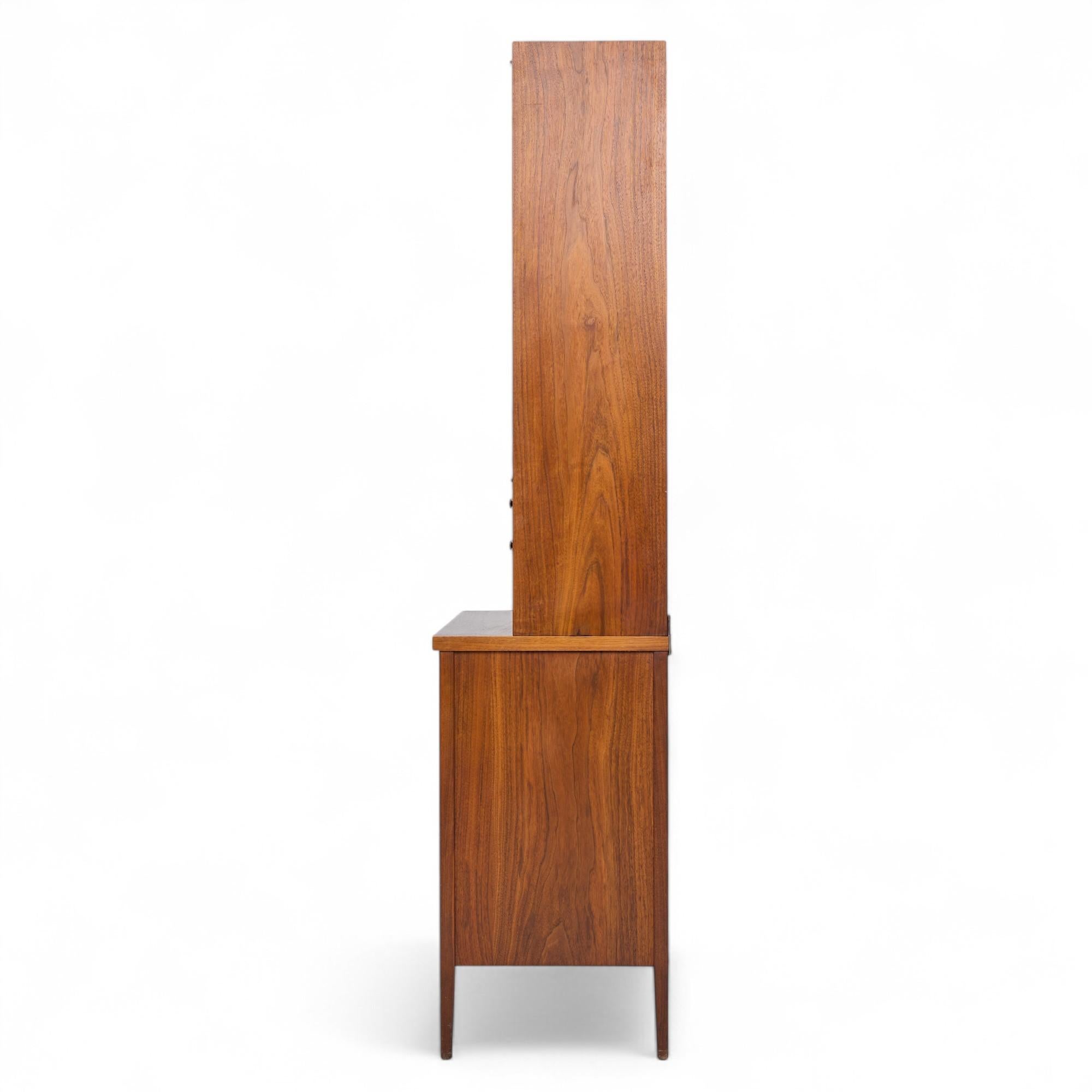 Paul McCobb Connoisseur Collection Mahogany and Cane Secretary Bar Cabinet In Good Condition For Sale In Franklin Park, IL
