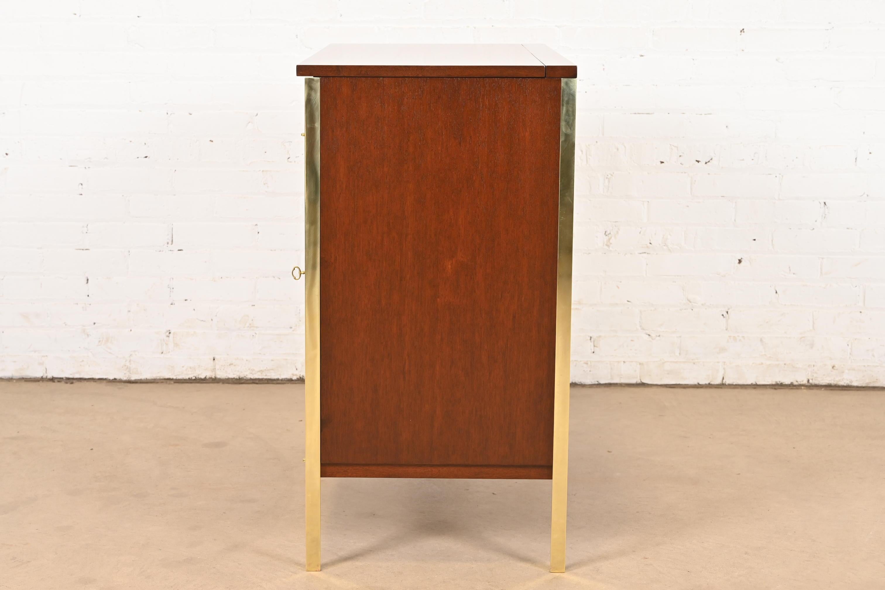 Paul McCobb Connoisseur Collection Mahogany Lift Top Bar Cabinet, Refinished For Sale 4