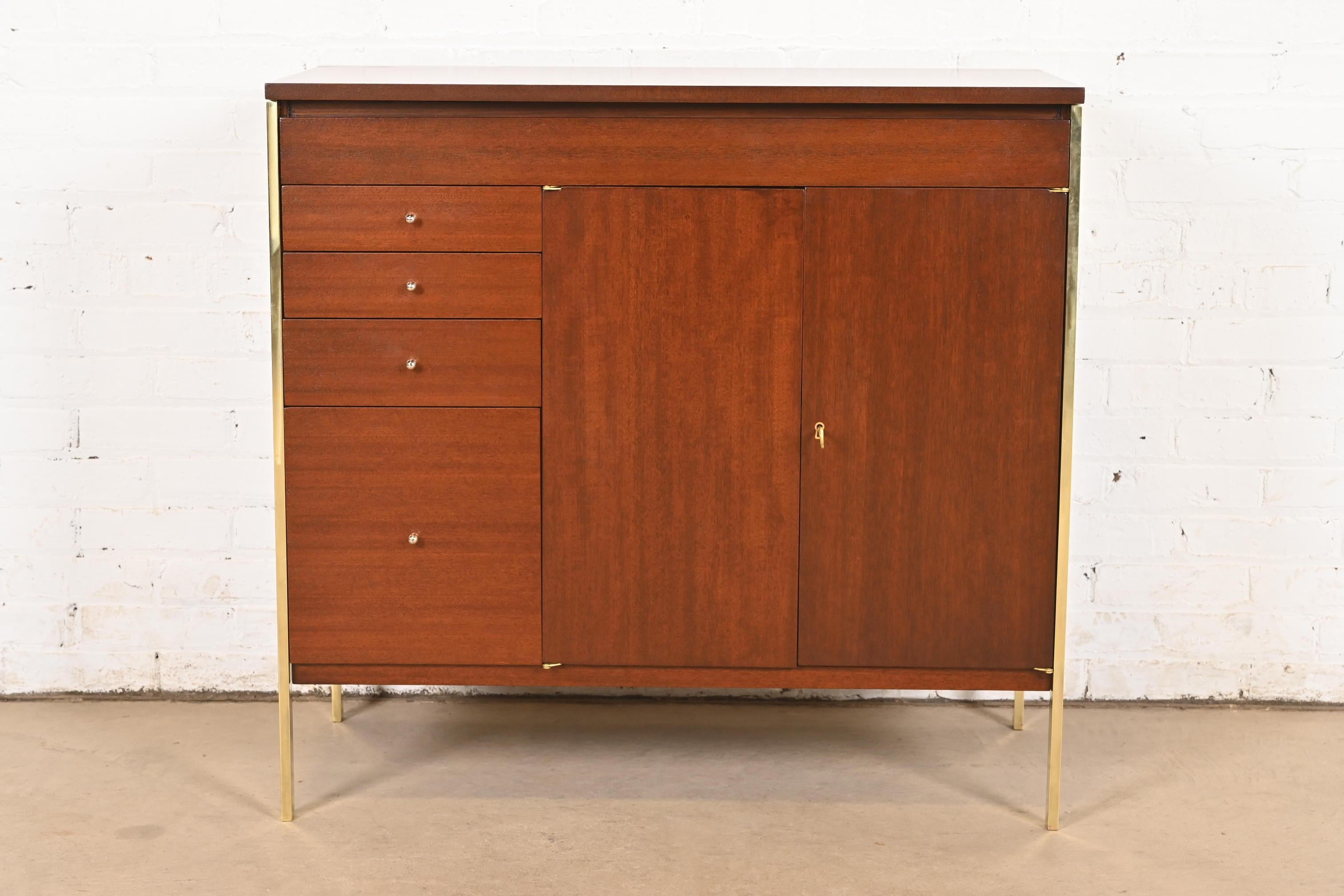 Mid-Century Modern Paul McCobb Connoisseur Collection Mahogany Lift Top Bar Cabinet, Refinished For Sale