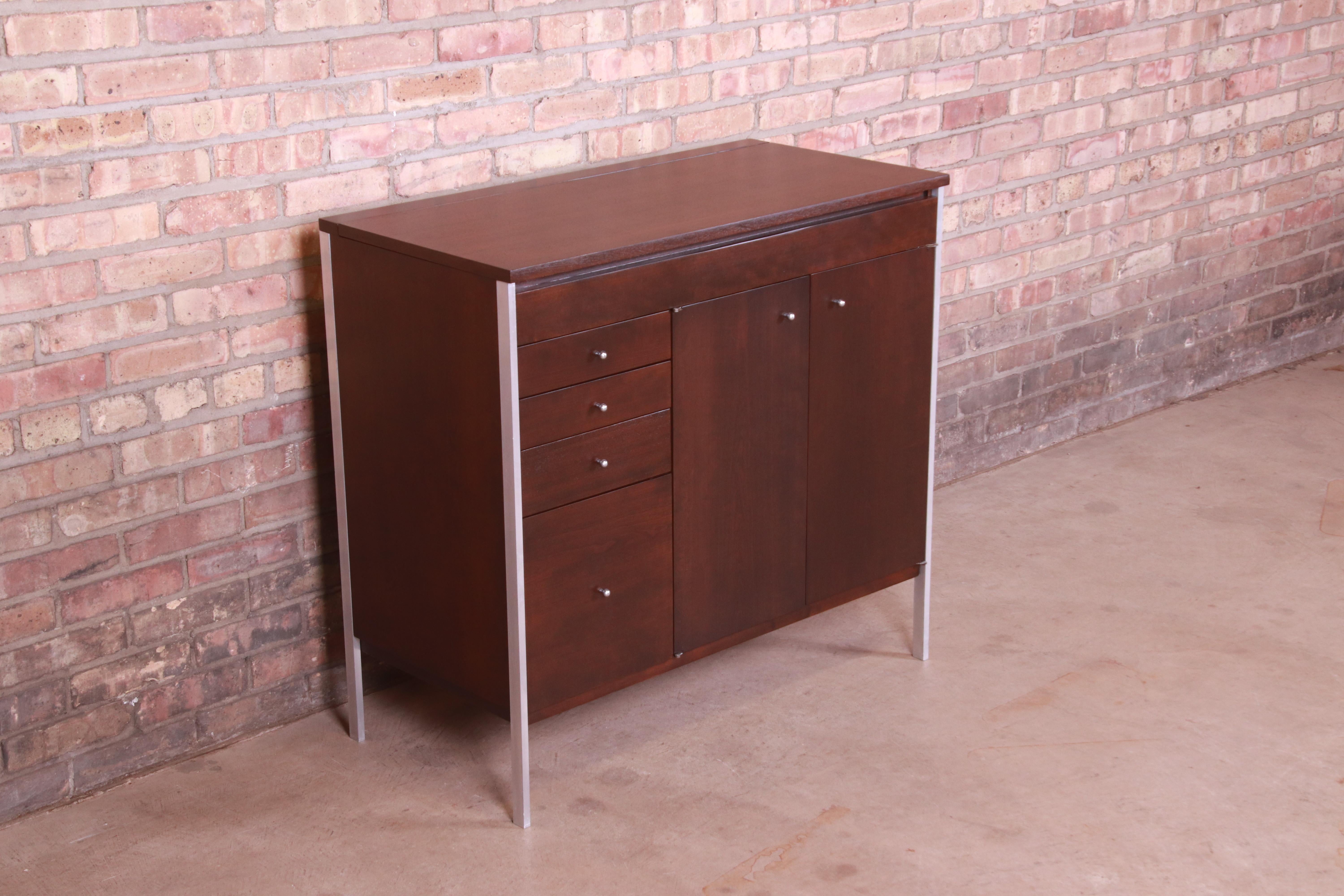 American Paul McCobb Connoisseur Collection Mahogany Lift Top Bar Cabinet, Refinished For Sale