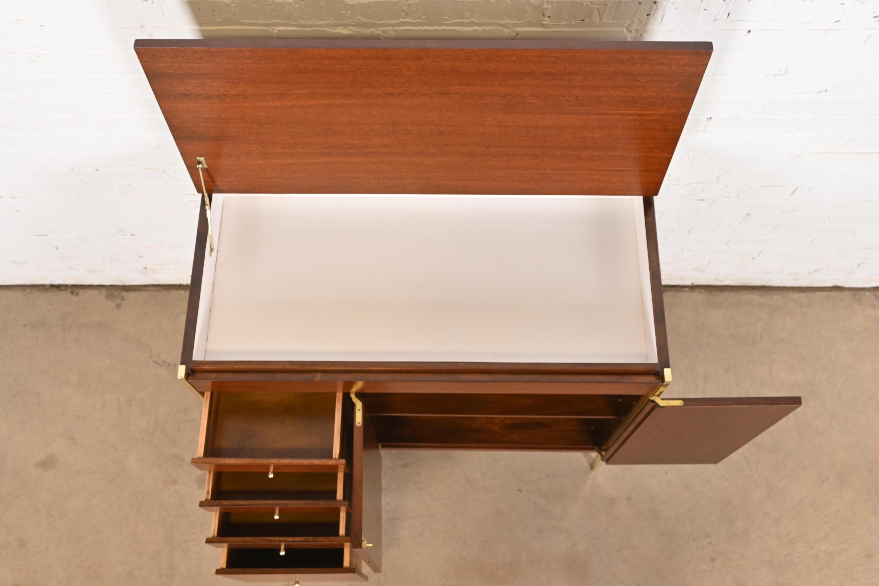 Paul McCobb Connoisseur Collection Mahogany Lift Top Bar Cabinet, Refinished For Sale 1