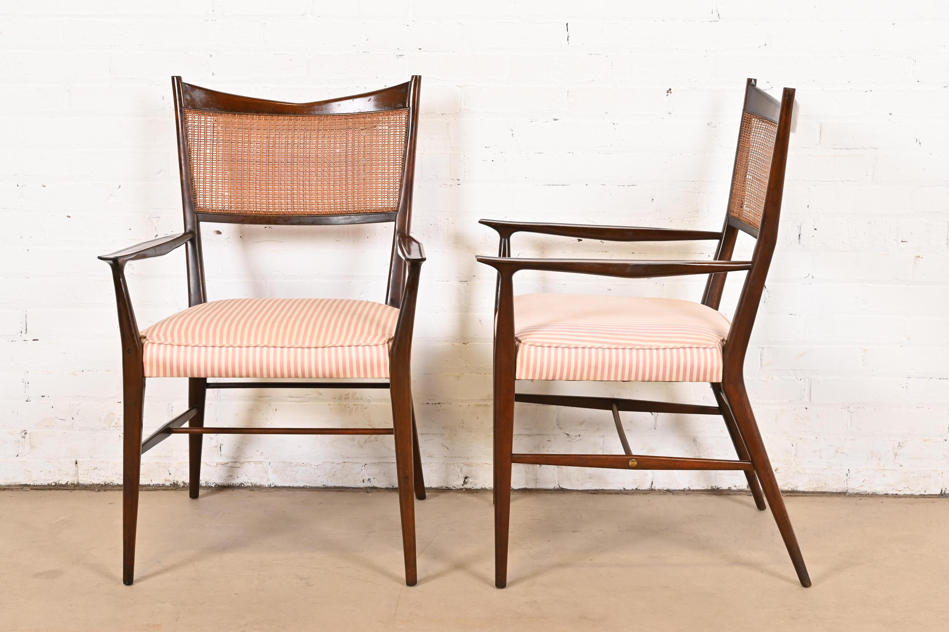 Paul McCobb Connoisseur Collection Sculpted Mahogany and Cane Dining Chairs For Sale 3