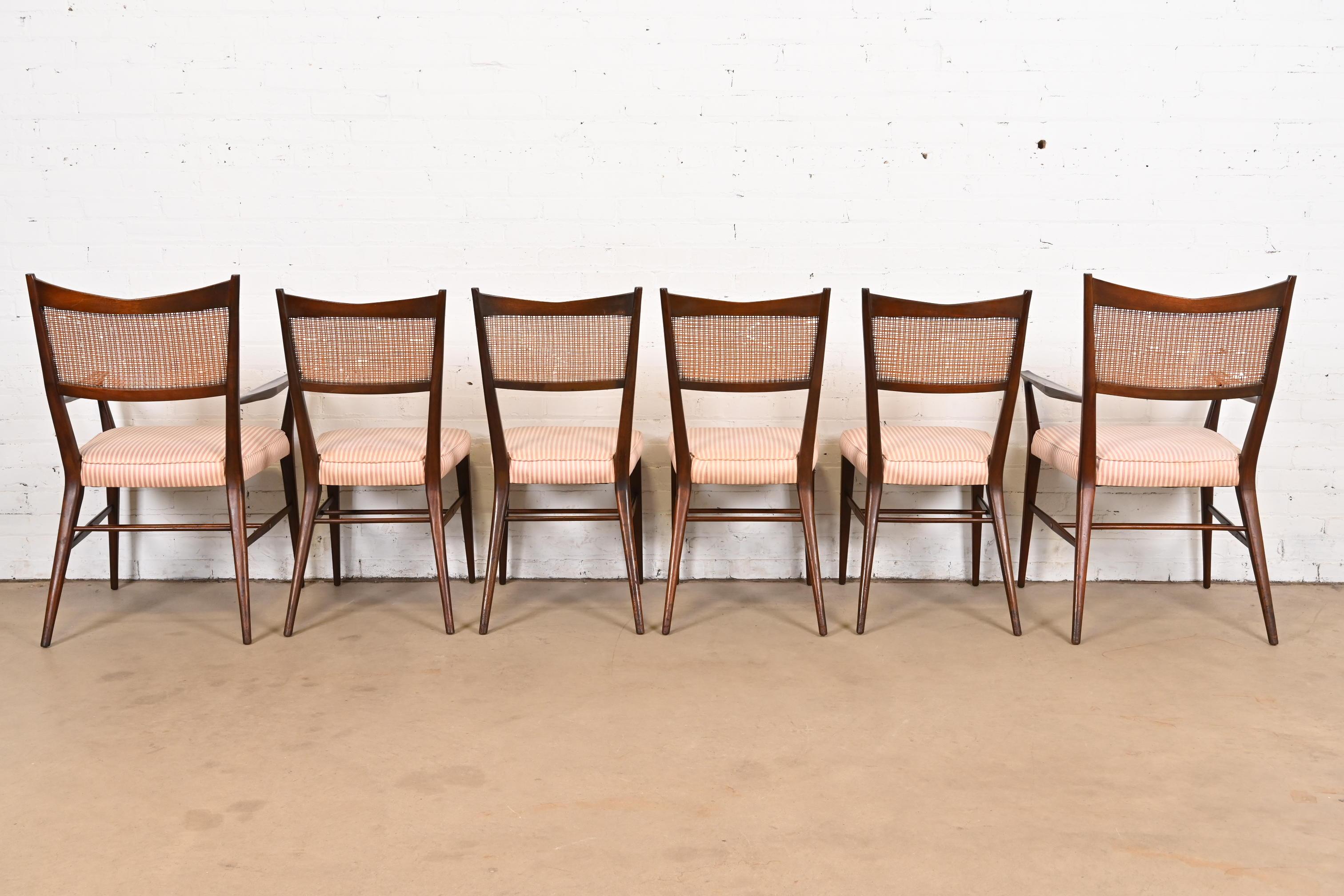 Paul McCobb Connoisseur Collection Sculpted Mahogany and Cane Dining Chairs For Sale 4