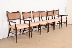 Colección Connoisseur de Paul McCobb Sillas de comedor de caoba esculpida y caña