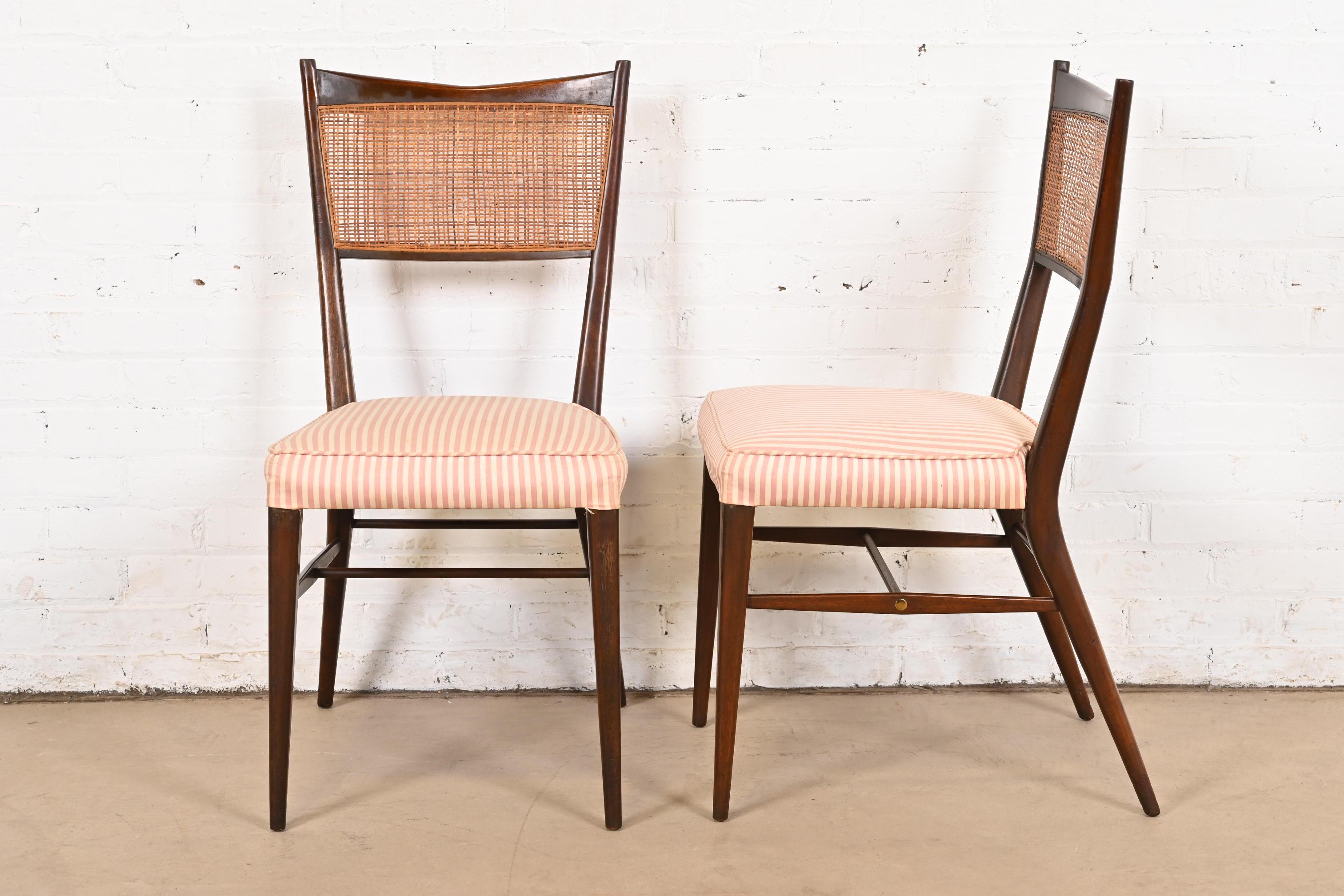 Paul McCobb Connoisseur Collection Sculpted Mahogany and Cane Dining Chairs For Sale 2