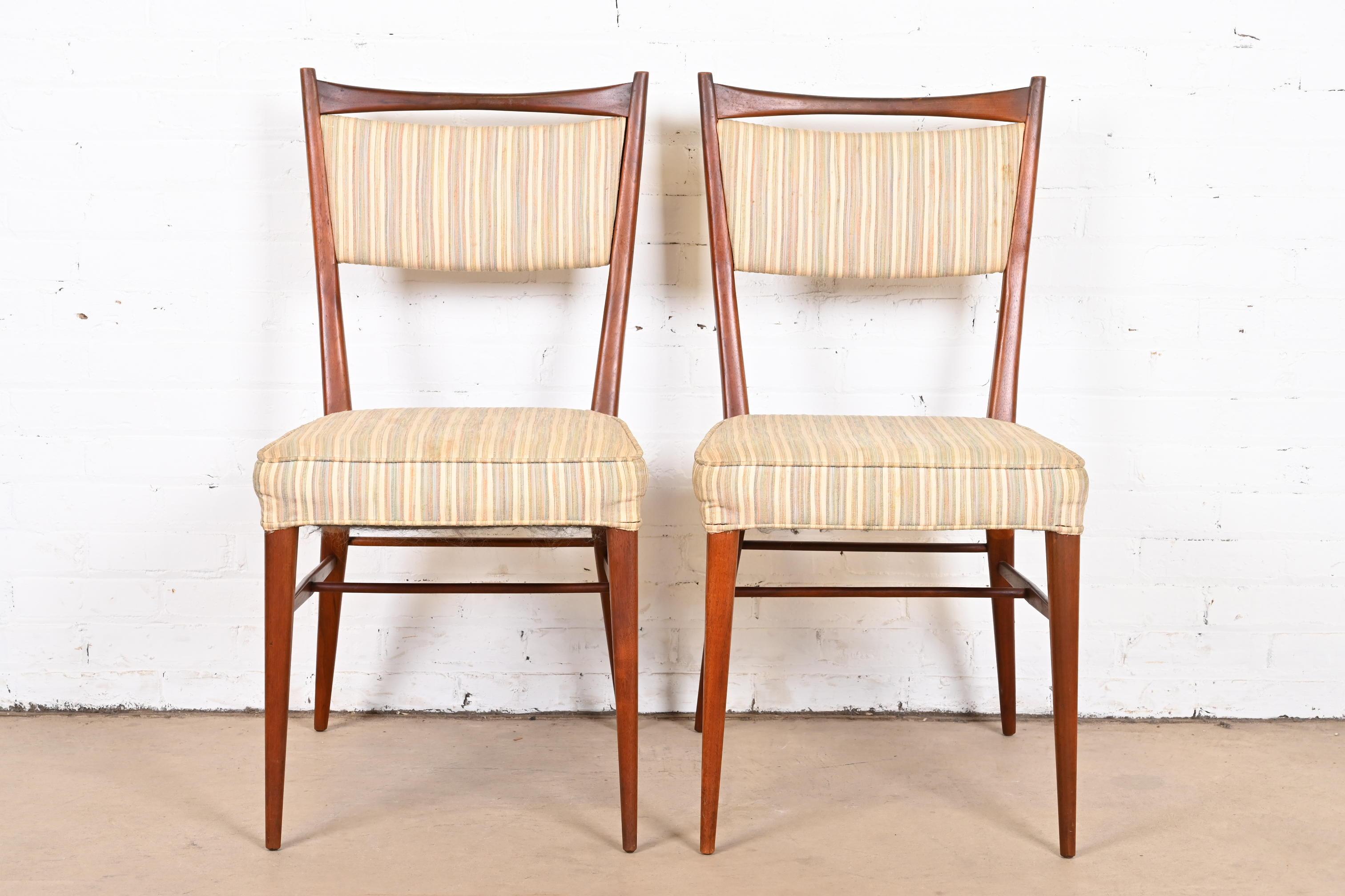 Mid-20th Century Paul McCobb Connoisseur Collection Sculpted Walnut Dining Side Chairs, Pair