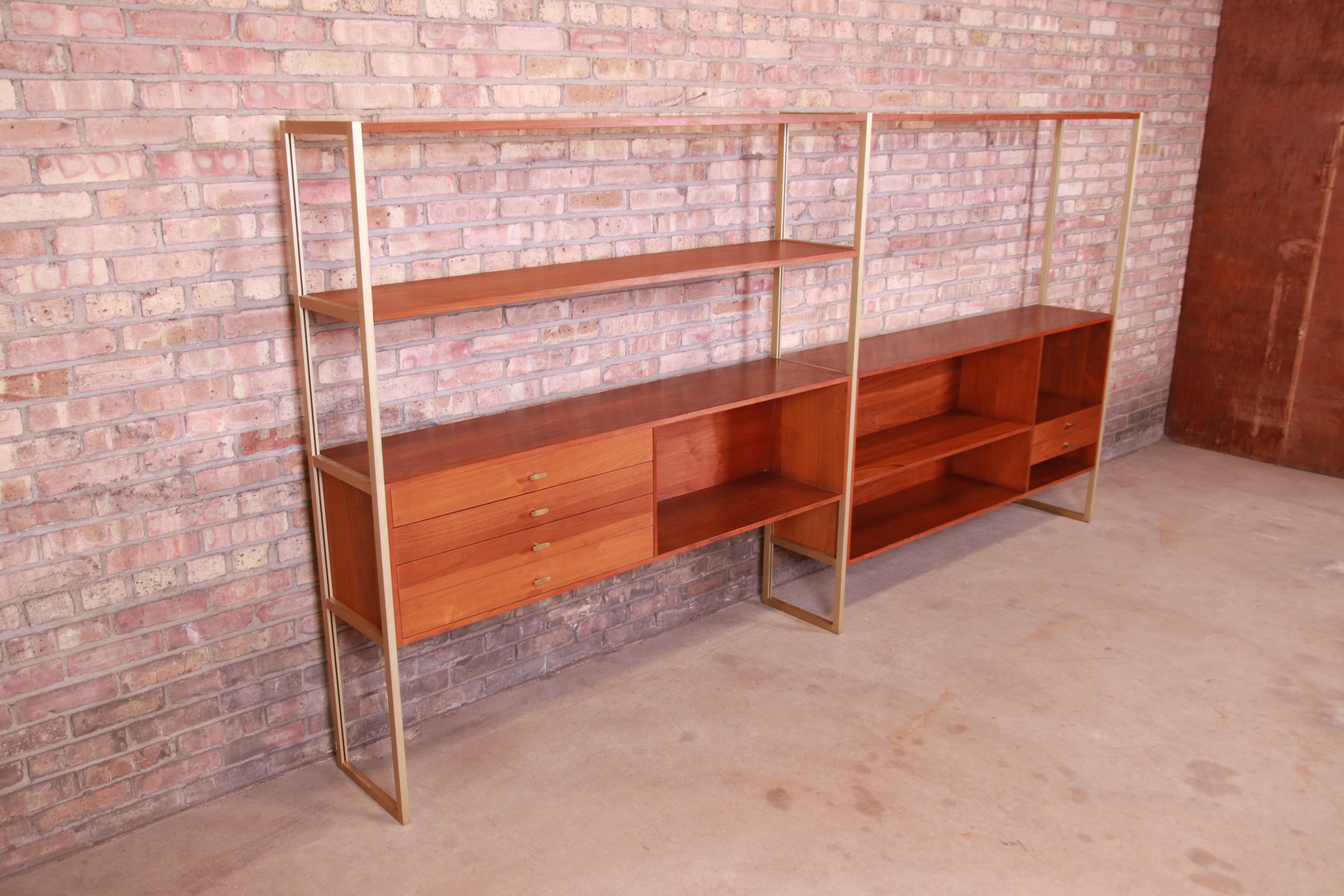 Mid-20th Century Paul McCobb Connoisseur Collection Walnut and Brass Etagere or Room Divider