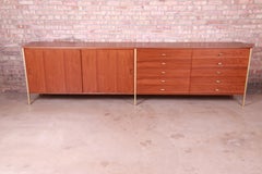 Paul McCobb Connoisseur Collection Walnut and Brass Monumental Credenza, 1950s