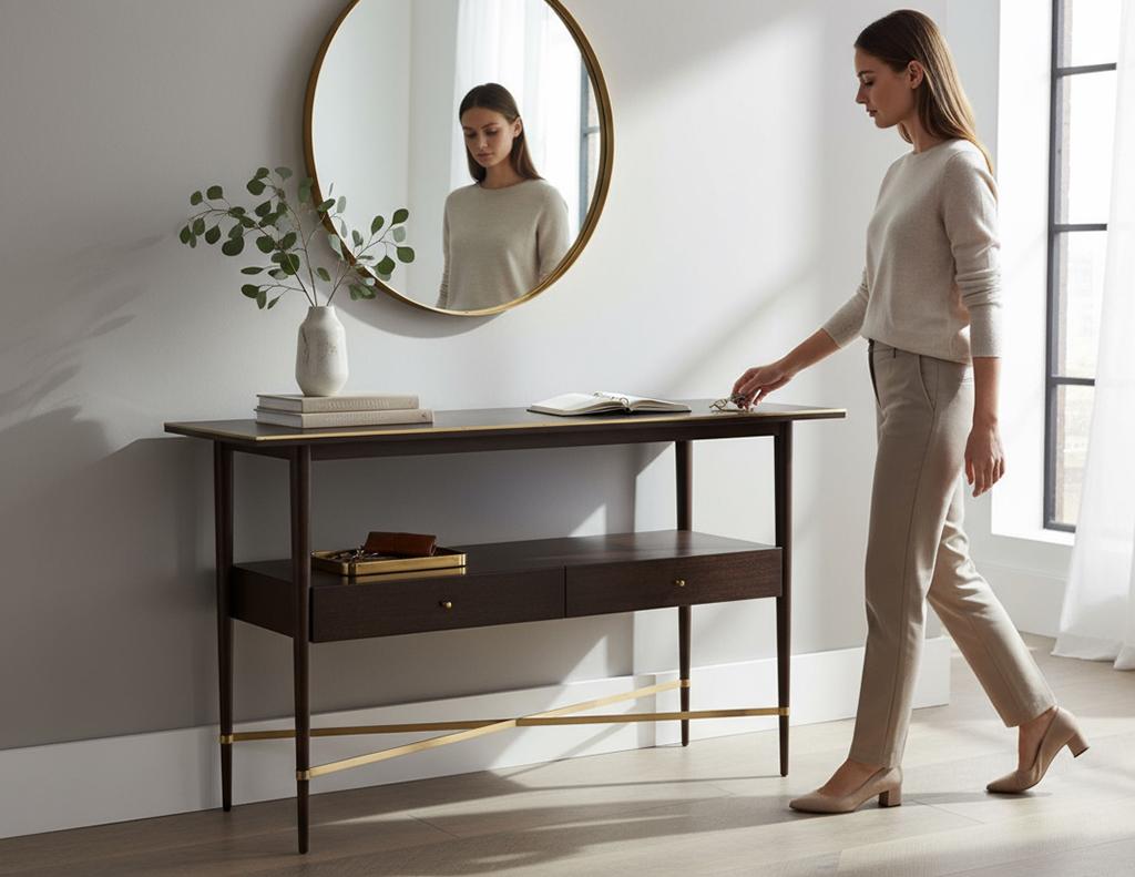 This rare Paul McCobb Connoisseur Collection walnut console table exemplifies the refined simplicity and timeless elegance of the renowned mid-century modern designer. Crafted in the USA circa 1970’s, it has been fully restored in a rich