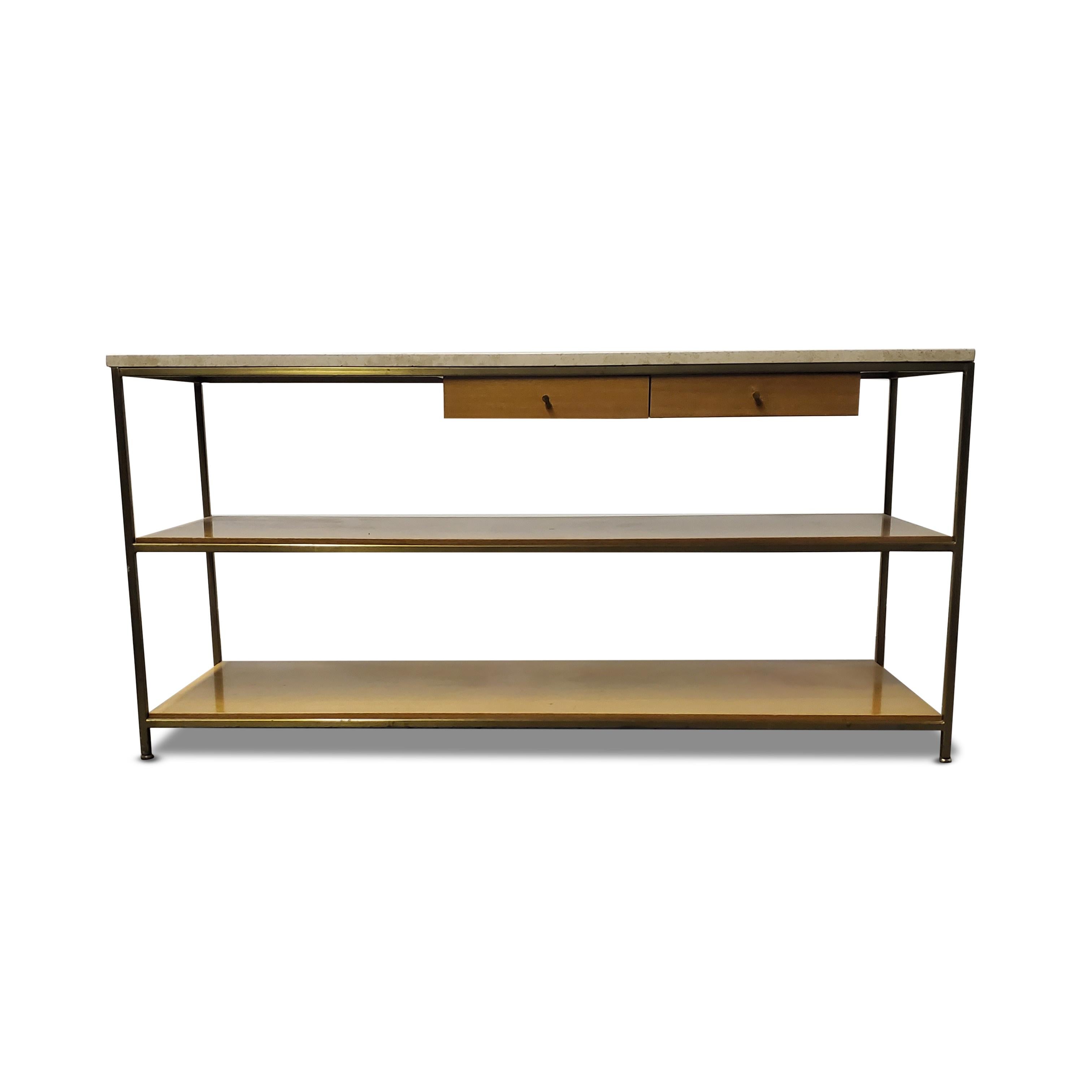 Paul McCobb console table for Calvin 

Measurements:
Floor to Lower Shelf 3.5