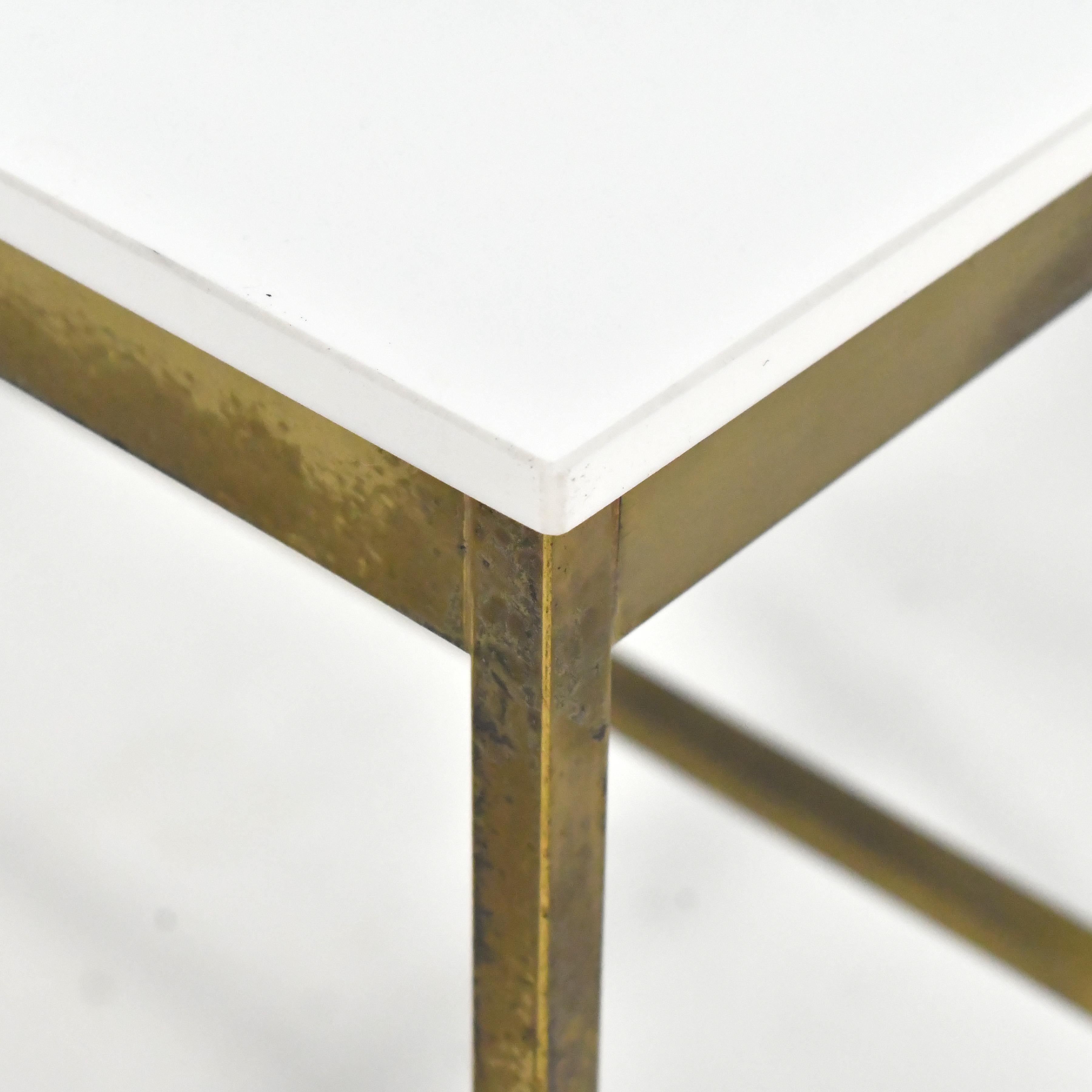 Paul McCobb Brass Base Console Table with Vitrolite Top In Good Condition For Sale In Highland, IN