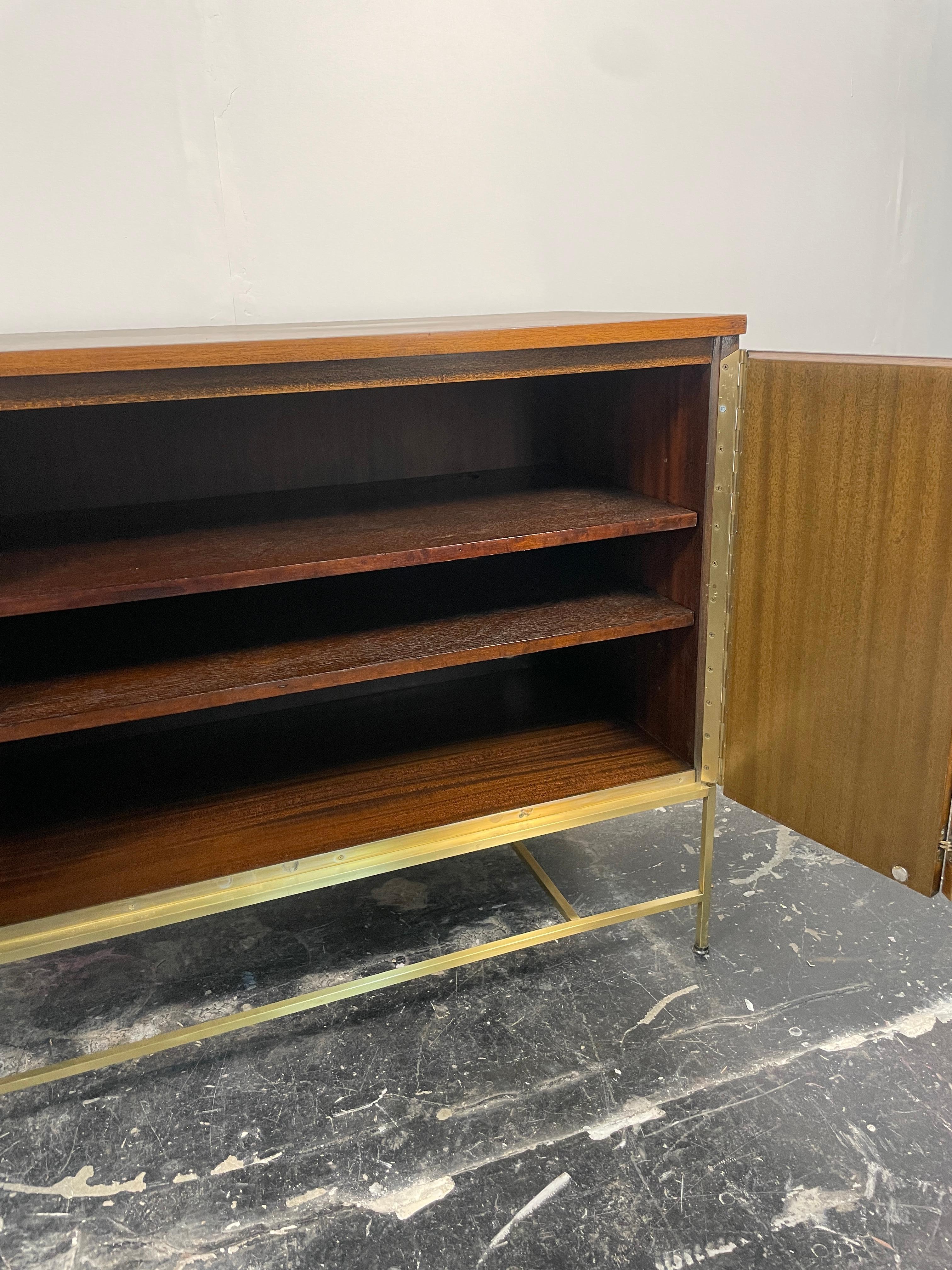 Brass Paul McCobb Credenza in Mahogany for the Calvin Group