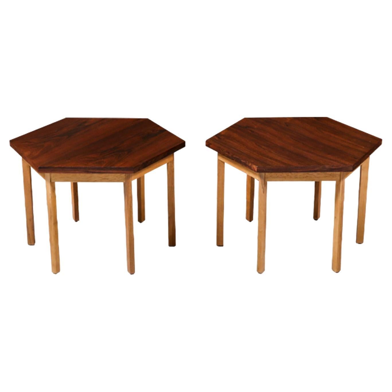 Paul McCobb "Delineator" Hexagonal Rosewood Side Tables for Lane