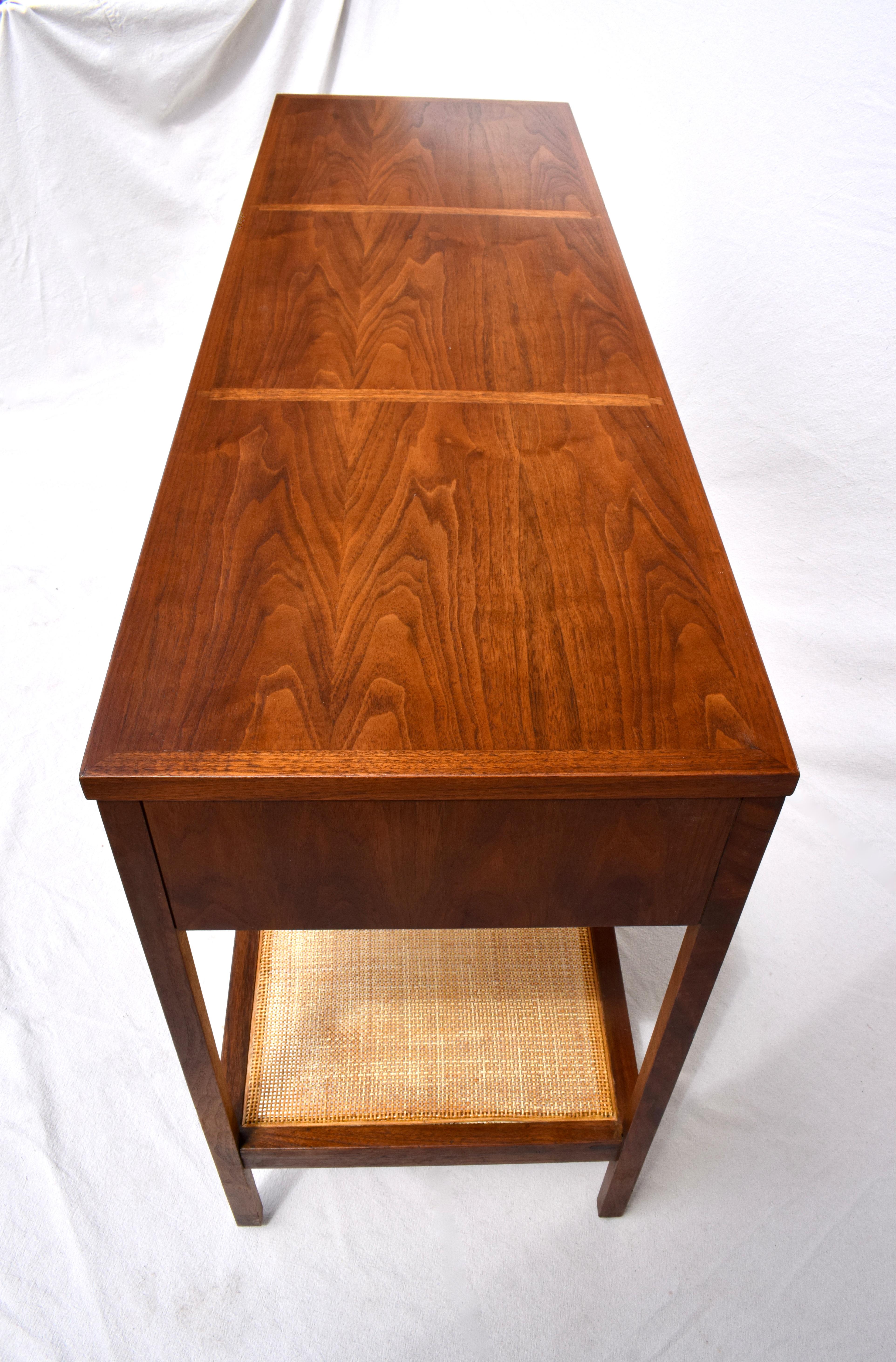 Mid-20th Century Paul McCobb For Lane Delineator Rosewood Walnut Cane Console Table
