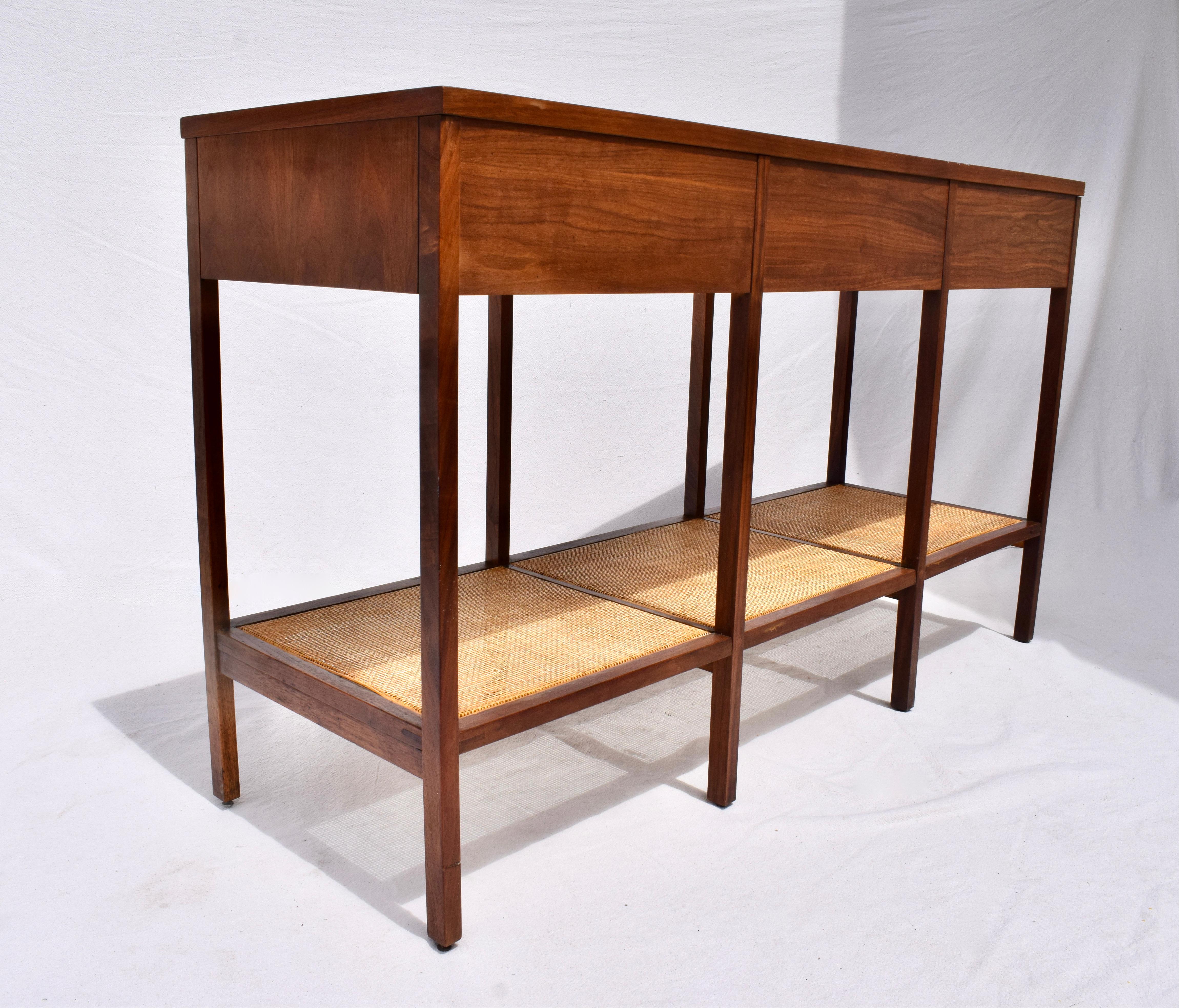 Paul McCobb For Lane Delineator Rosewood Walnut Cane Console Table 1