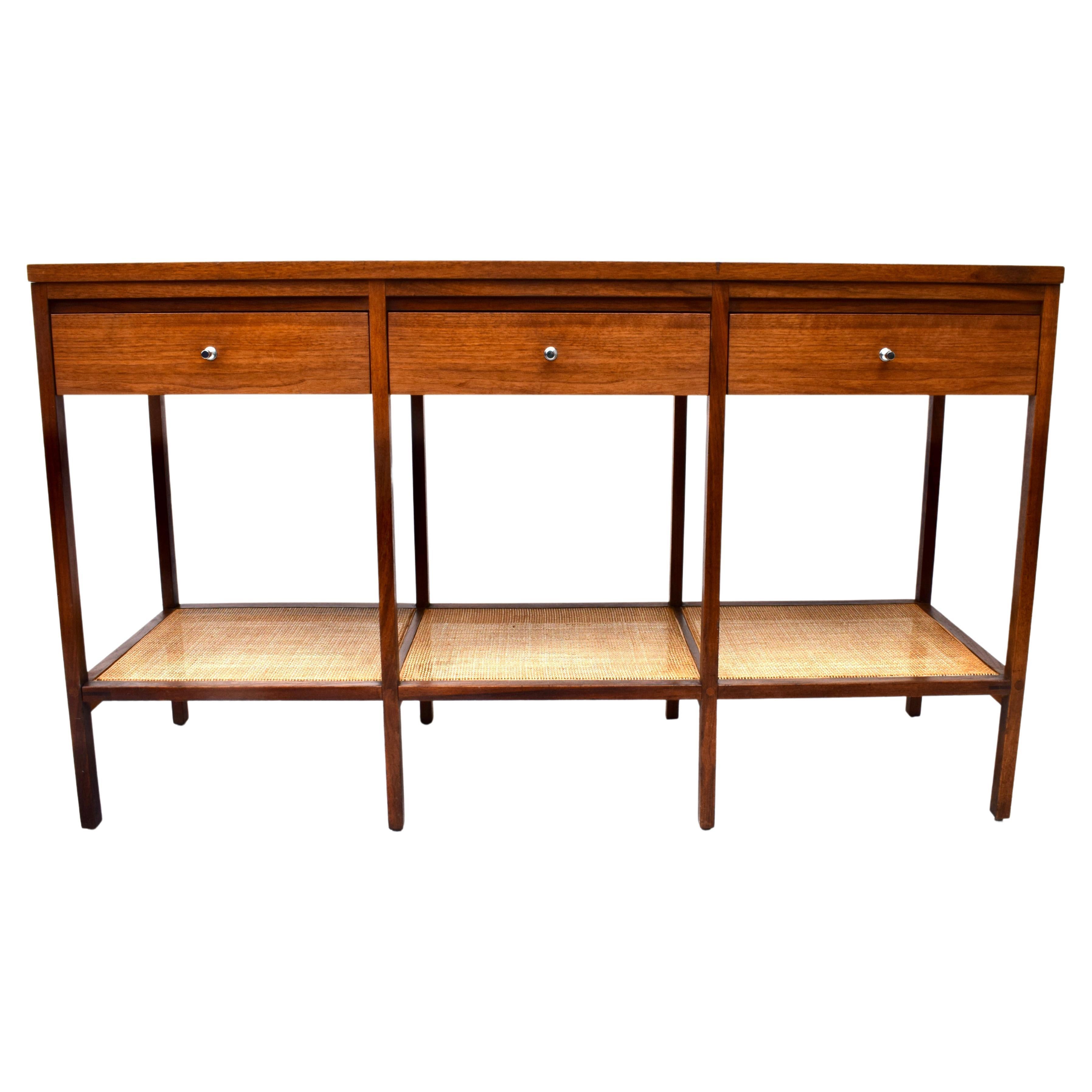 Paul McCobb For Lane Delineator Rosewood Walnut Cane Console Table