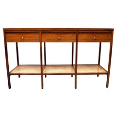 Paul McCobb For Lane Delineator Rosewood Walnut Cane Console Table
