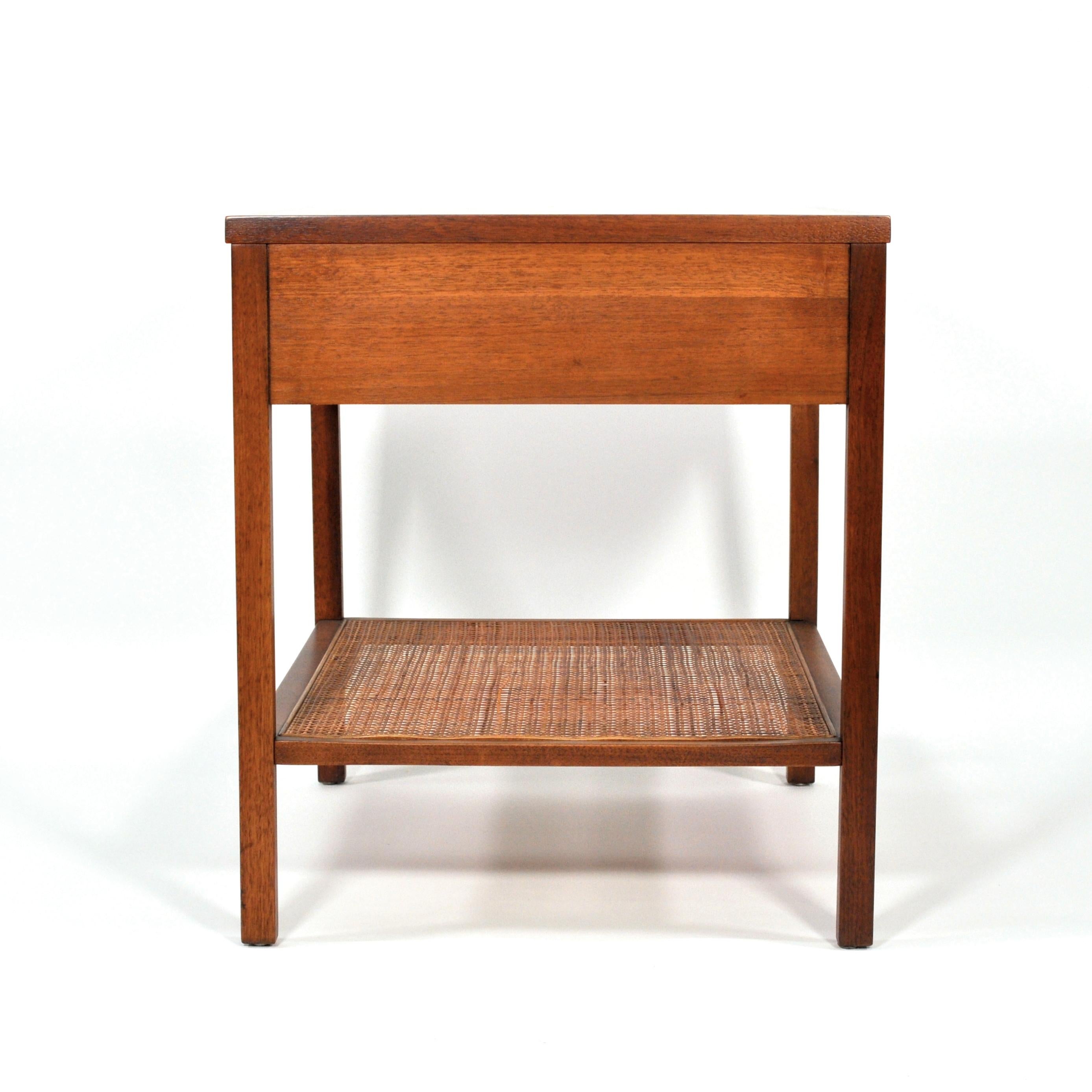 Mid-Century Modern Paul McCobb Delineator Walnut, Rosewood and Cane Side Table