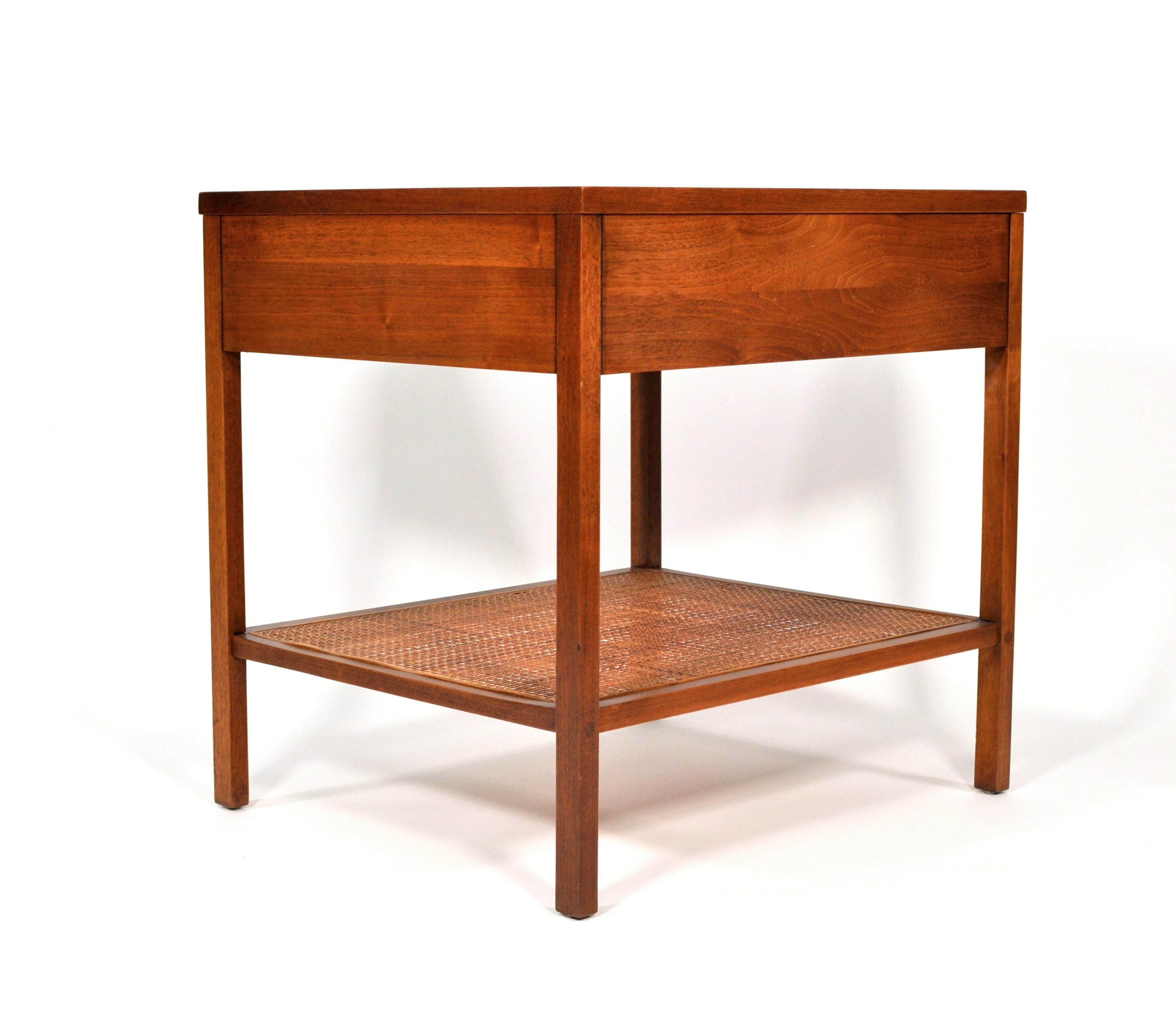 American Paul McCobb Delineator Walnut, Rosewood and Cane Side Table