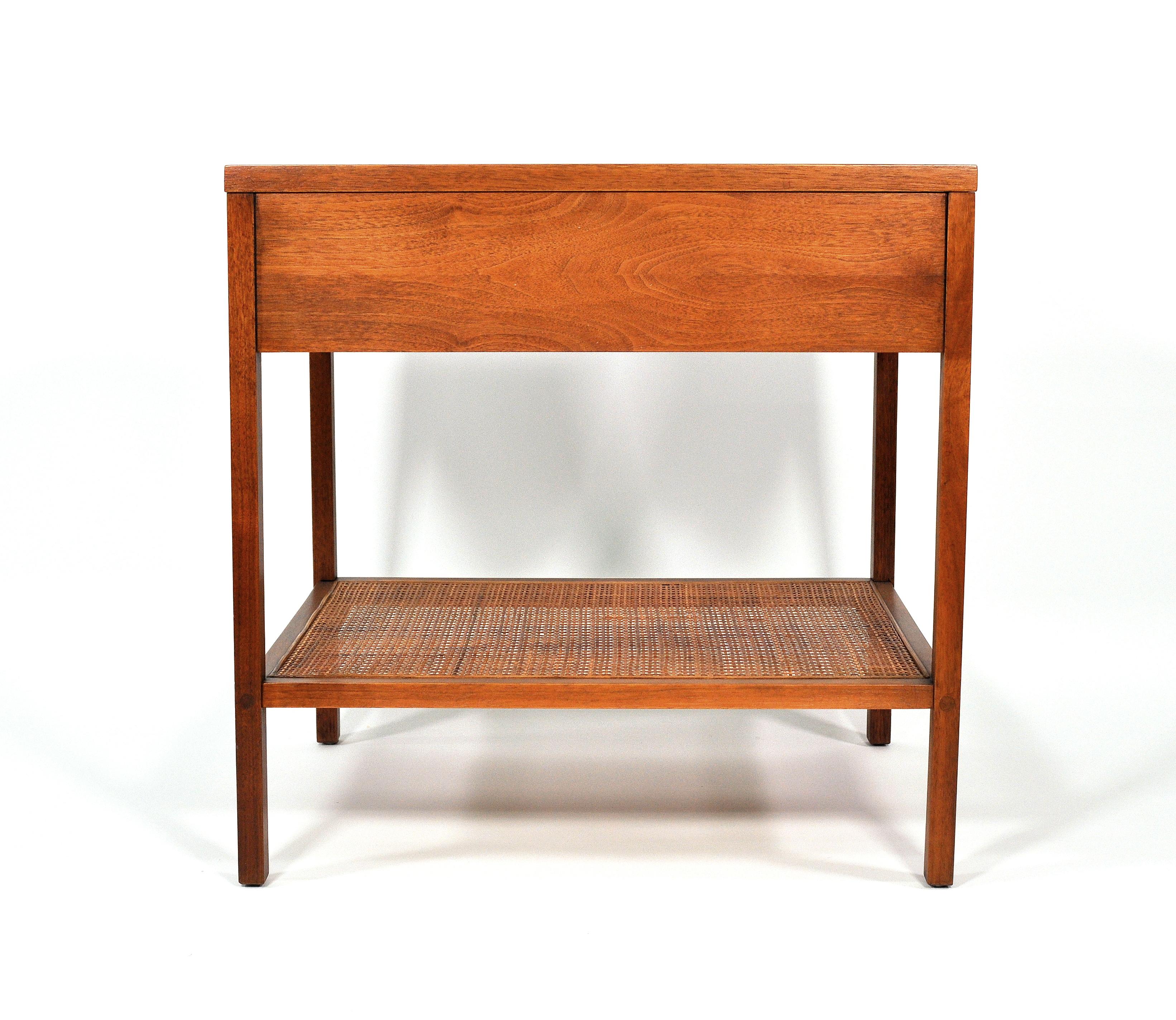 Paul McCobb Delineator Walnut, Rosewood and Cane Side Table In Excellent Condition In Miami, FL