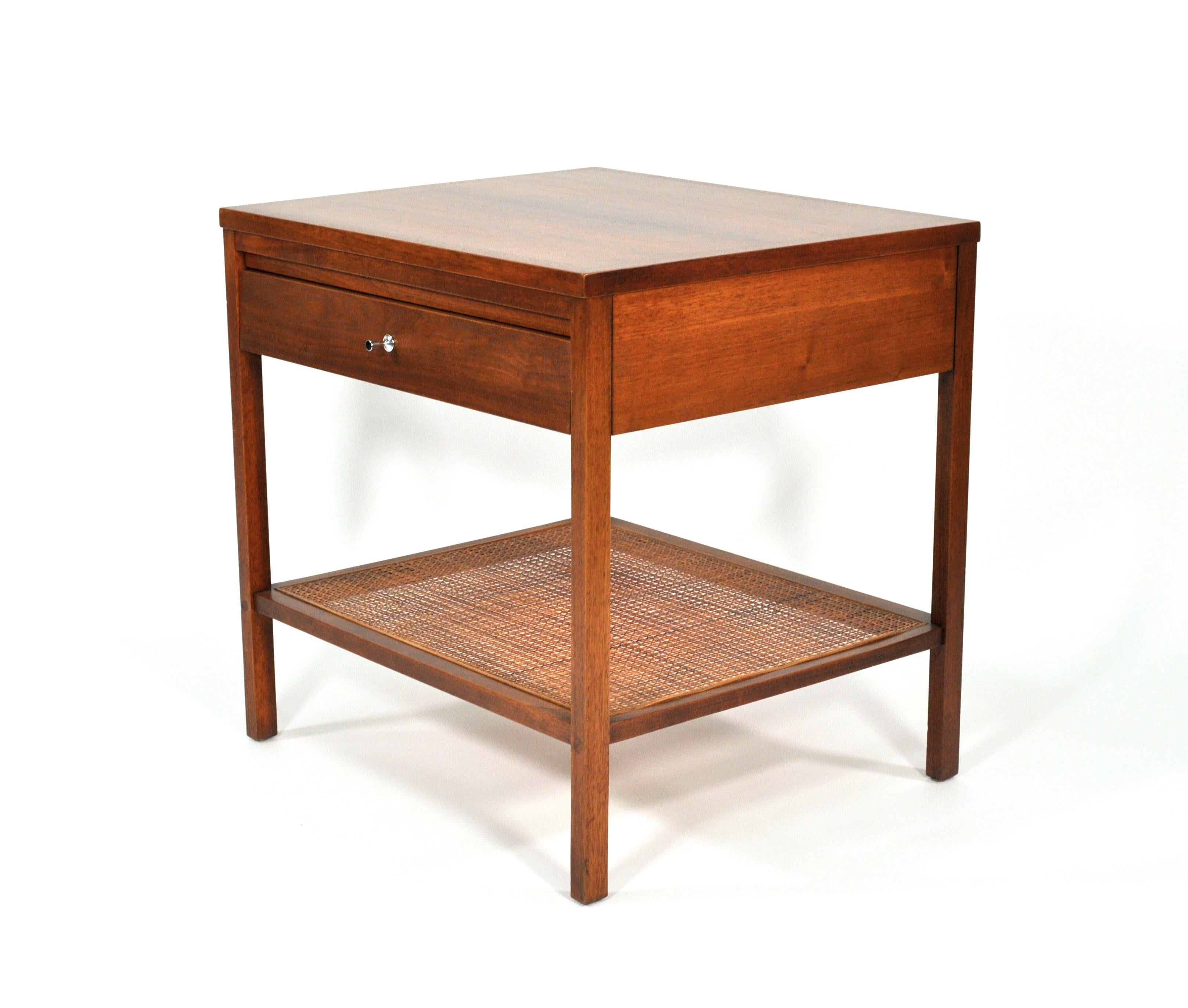 Paul McCobb Delineator Walnut, Rosewood and Cane Side Table 2