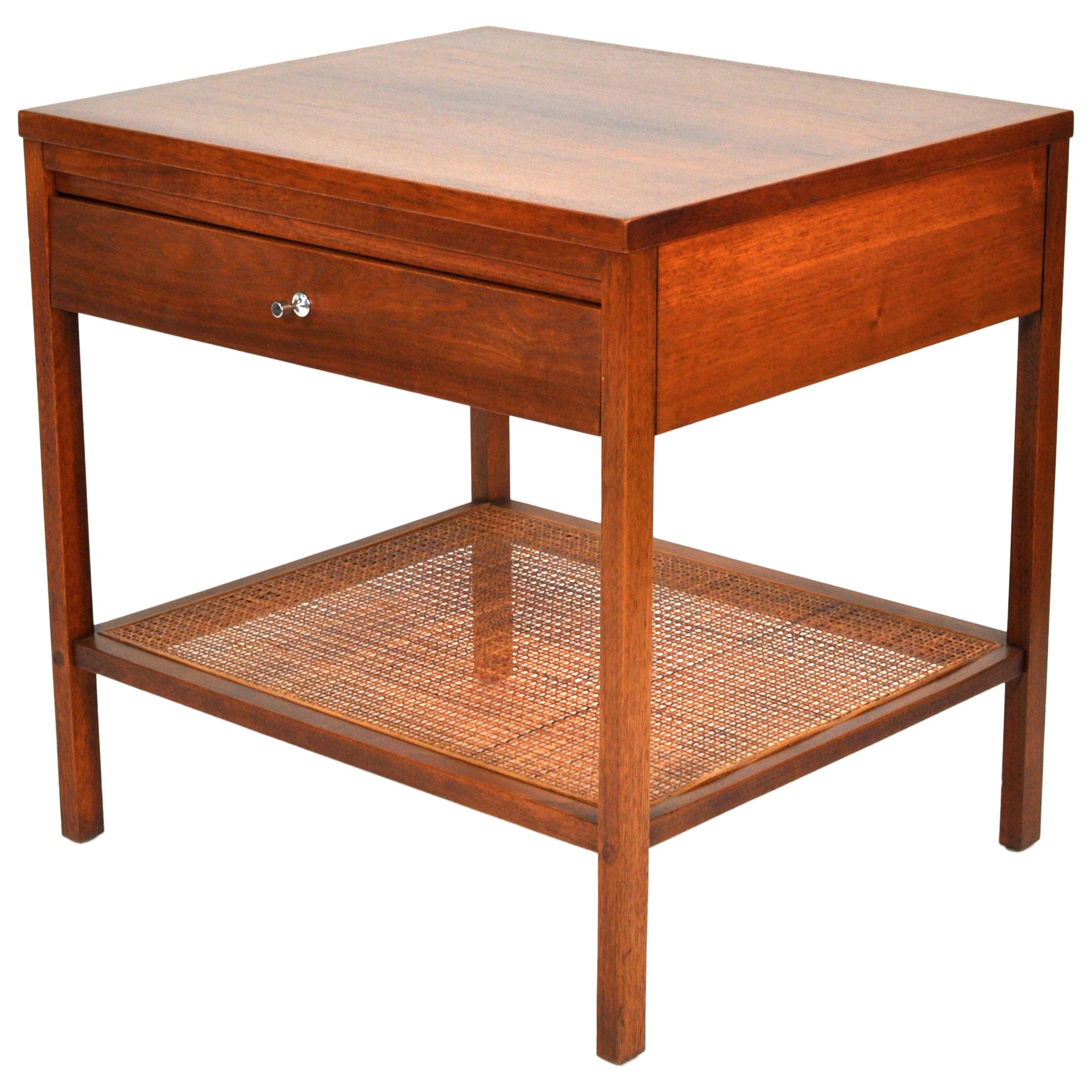 Paul McCobb Delineator Walnut, Rosewood and Cane Side Table
