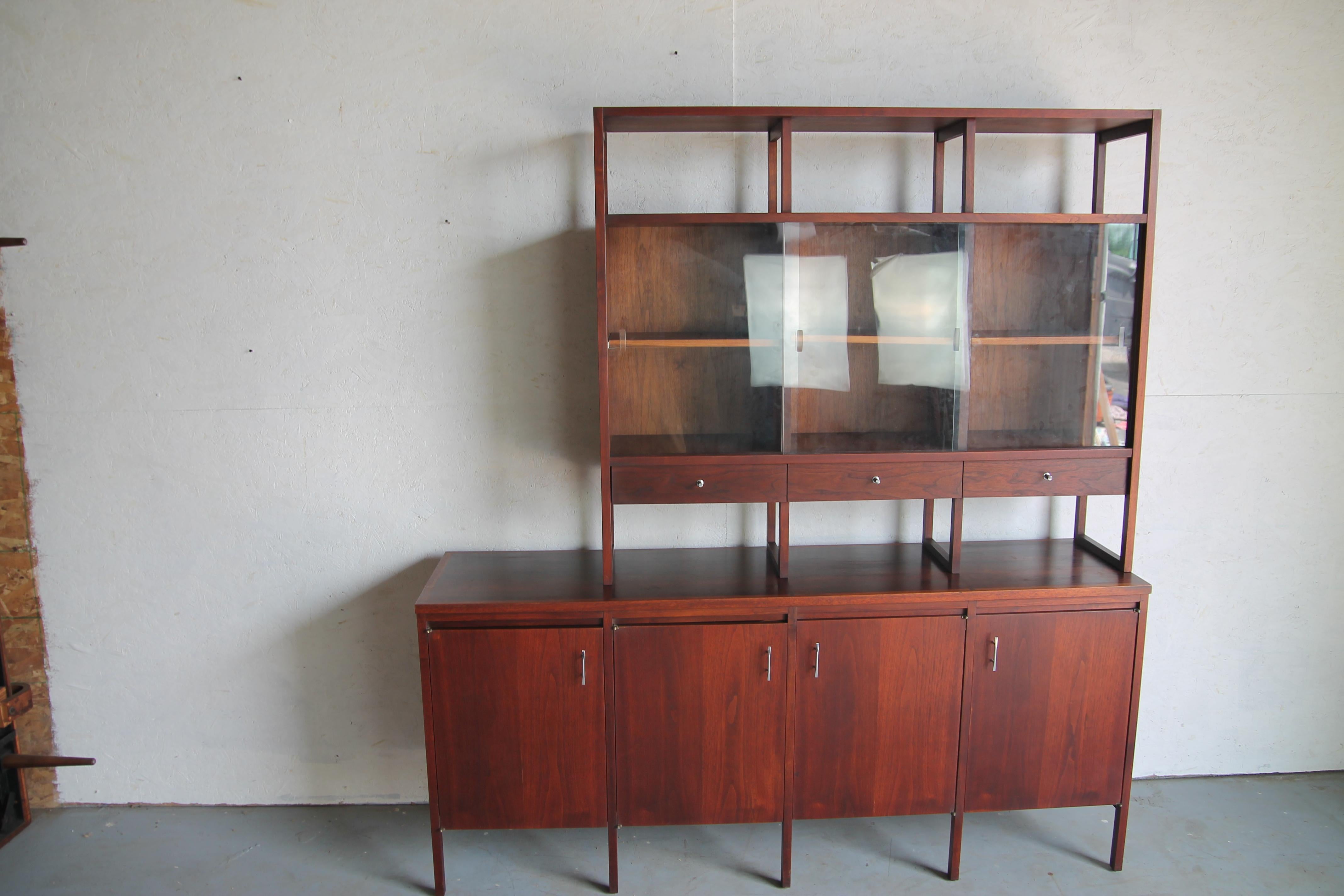 Rosewood Paul McCobb Designed Credenza with Upper Cabinet