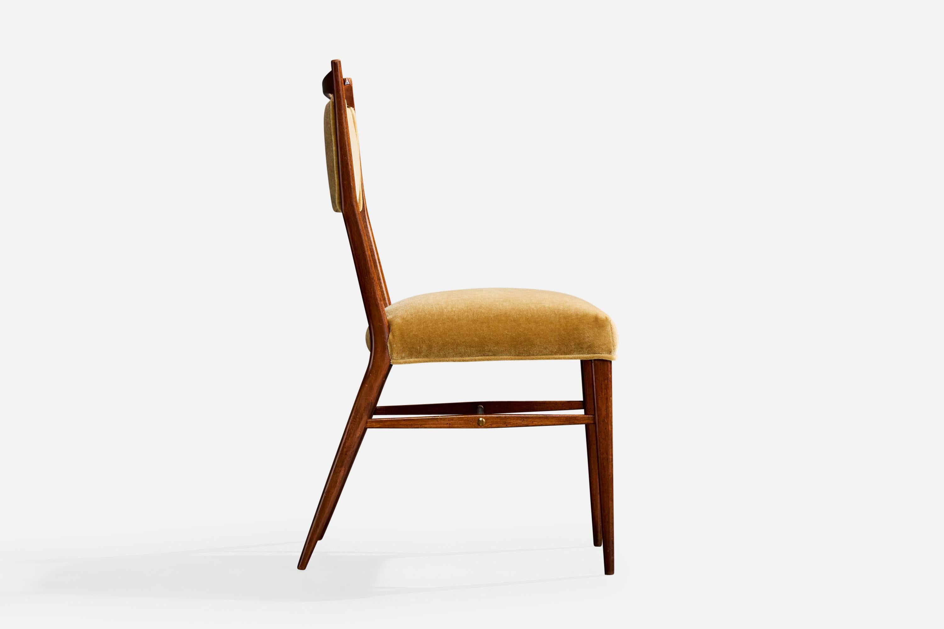 Paul McCobb, Esszimmerstühle, Holz, Samt, USA, 1950er Jahre im Angebot 5