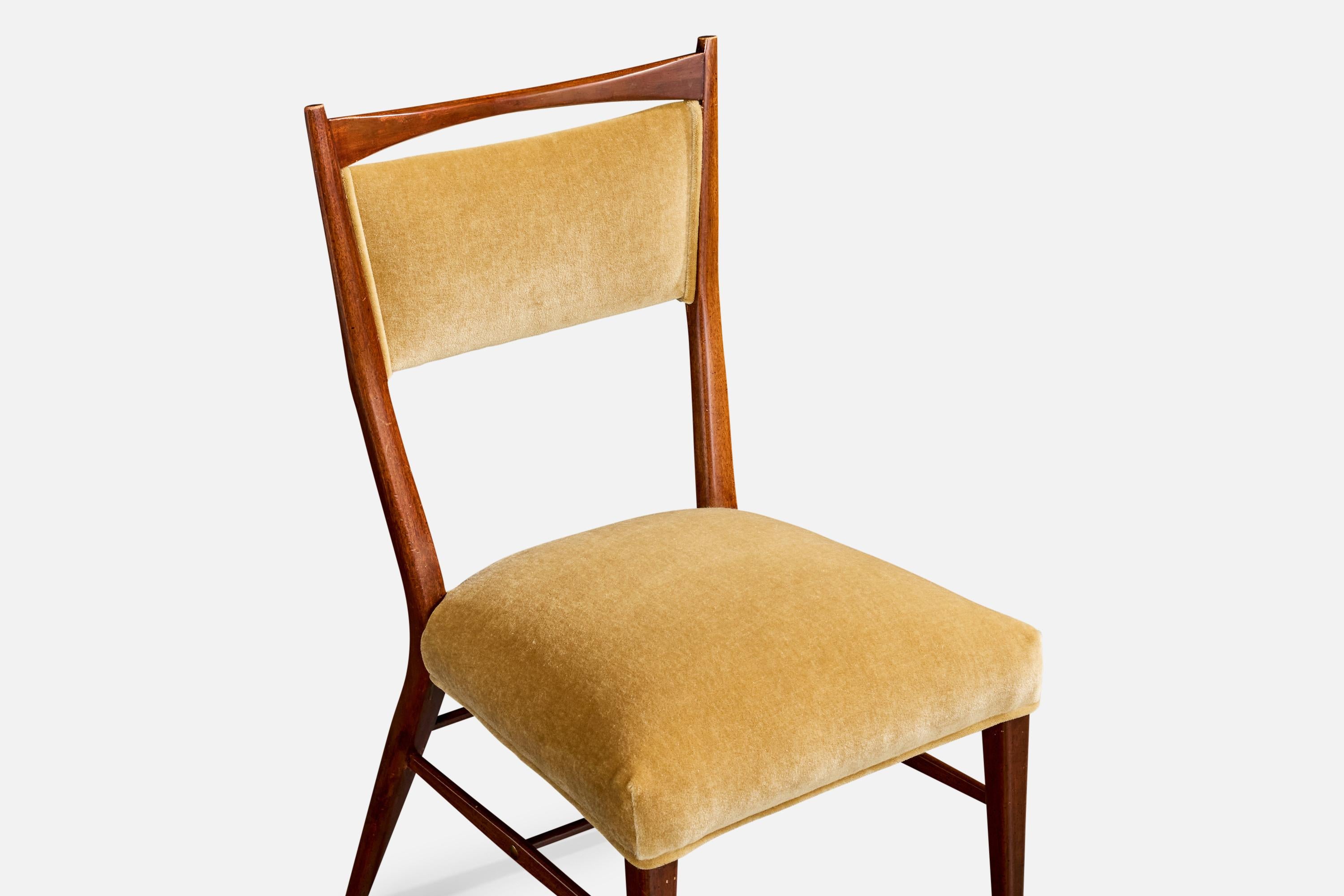 Paul McCobb, Esszimmerstühle, Holz, Samt, USA, 1950er Jahre im Angebot 6