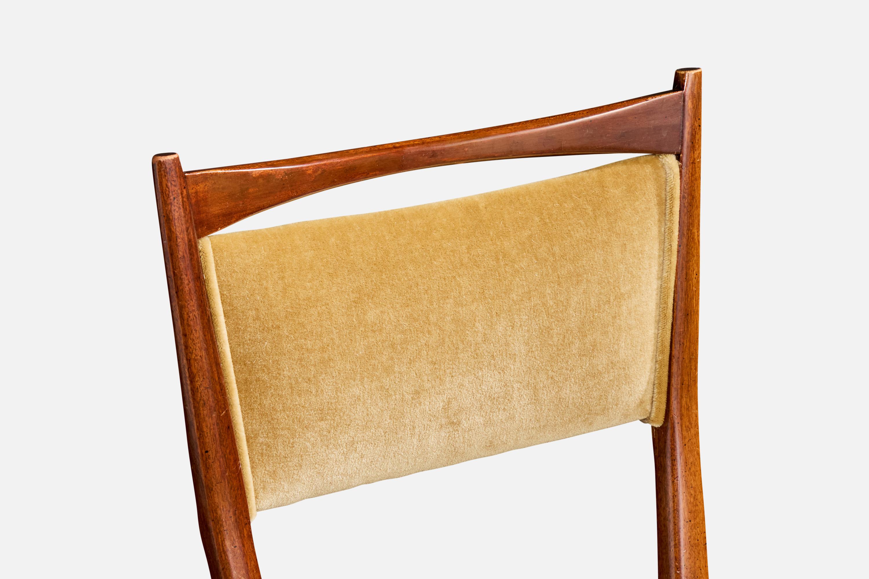 Paul McCobb, Esszimmerstühle, Holz, Samt, USA, 1950er Jahre im Angebot 7