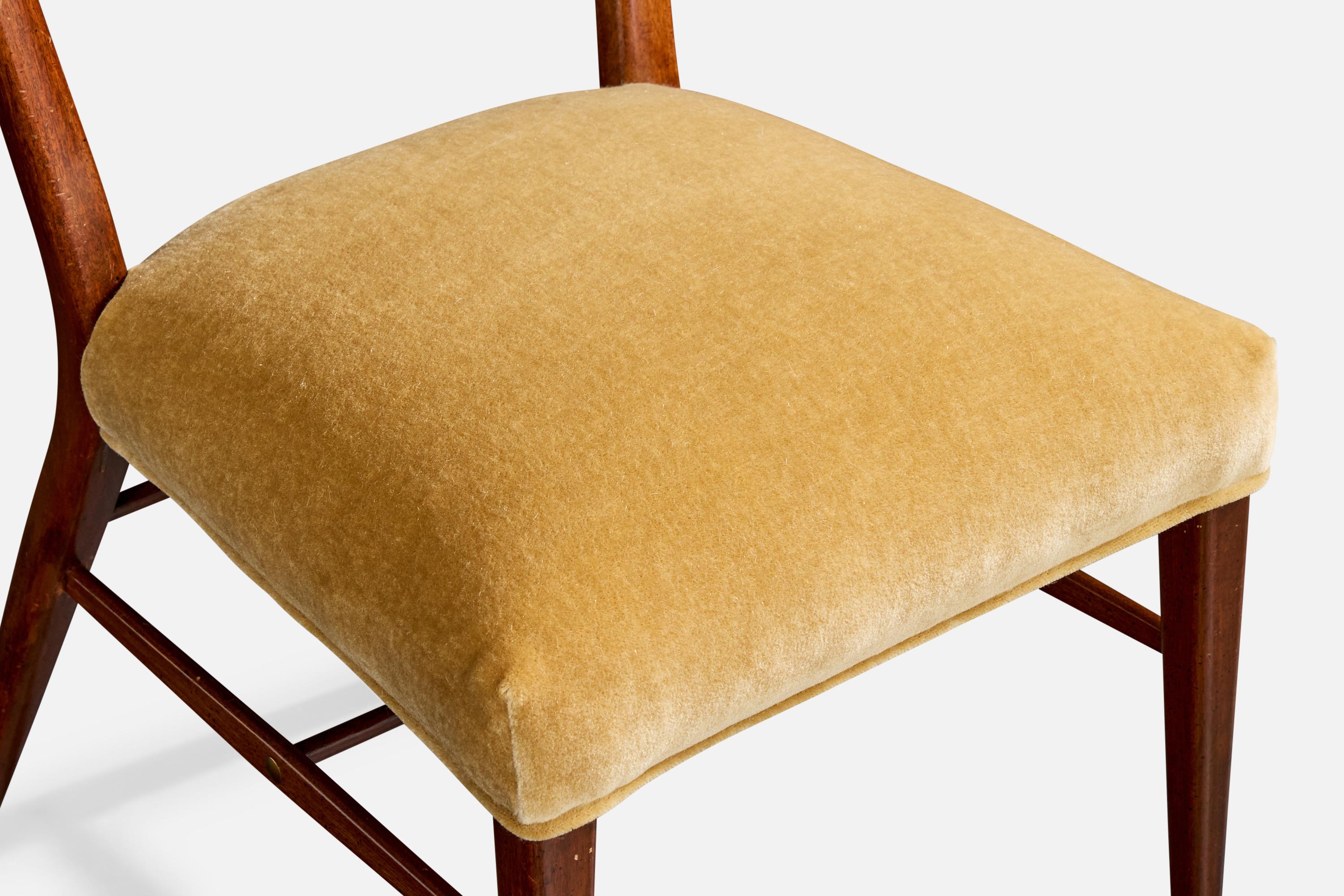 Paul McCobb, Esszimmerstühle, Holz, Samt, USA, 1950er Jahre (Moderne der Mitte des Jahrhunderts) im Angebot