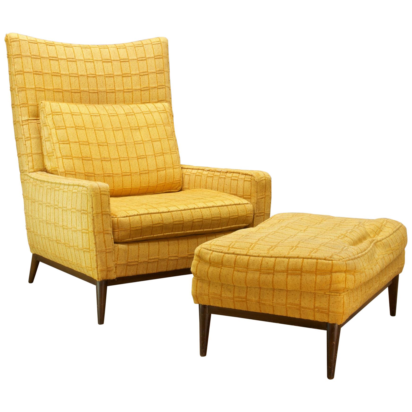 Paul McCobb Directional Nº 314 Wingback Lounge Chair Ottoman Mid-Century Retro For Sale