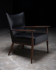 Paul McCobb Directional Lounge Chairs by Custom Craft 1950s in Black Leather