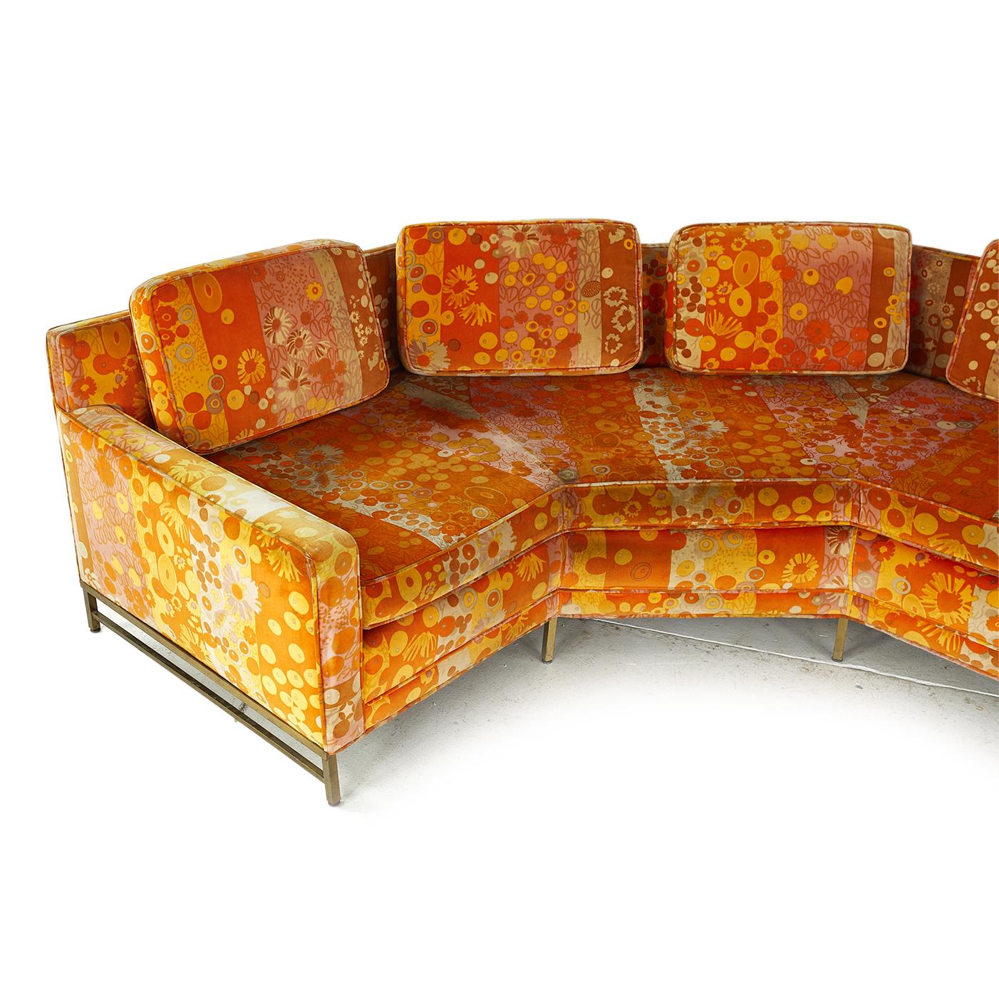 American Paul McCobb Directional MCM Sectional Sofa Jack Lenor Larsen Primavera Fabric For Sale