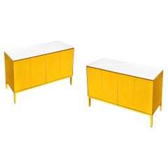 Cassettiera Paul McCobb con piano in vetro vitrolite, Calvin Furniture 1960