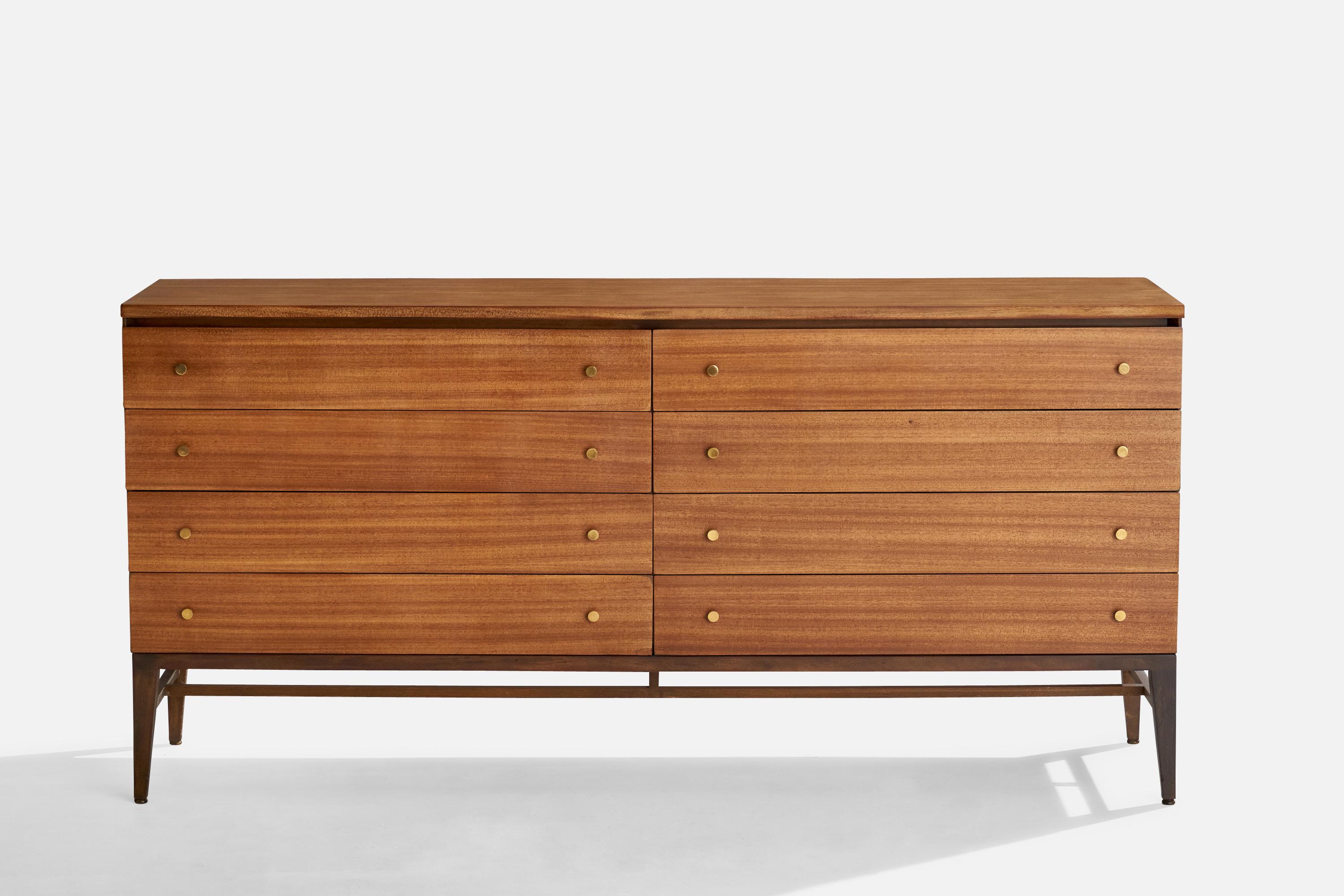 Mid-Century Modern Paul McCobb, Dresser, Mahogany, Brass, USA, 1960s For Sale