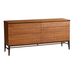 Commode Paul McCobb, acajou, laiton, États-Unis, années 1960