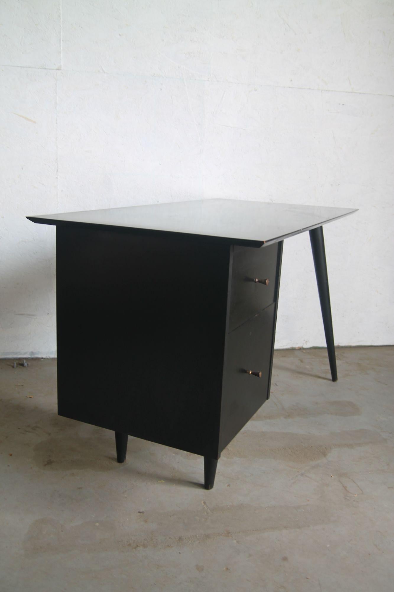 Mid-Century Modern Paul McCobb Ebony Planner Group Desk and Chair