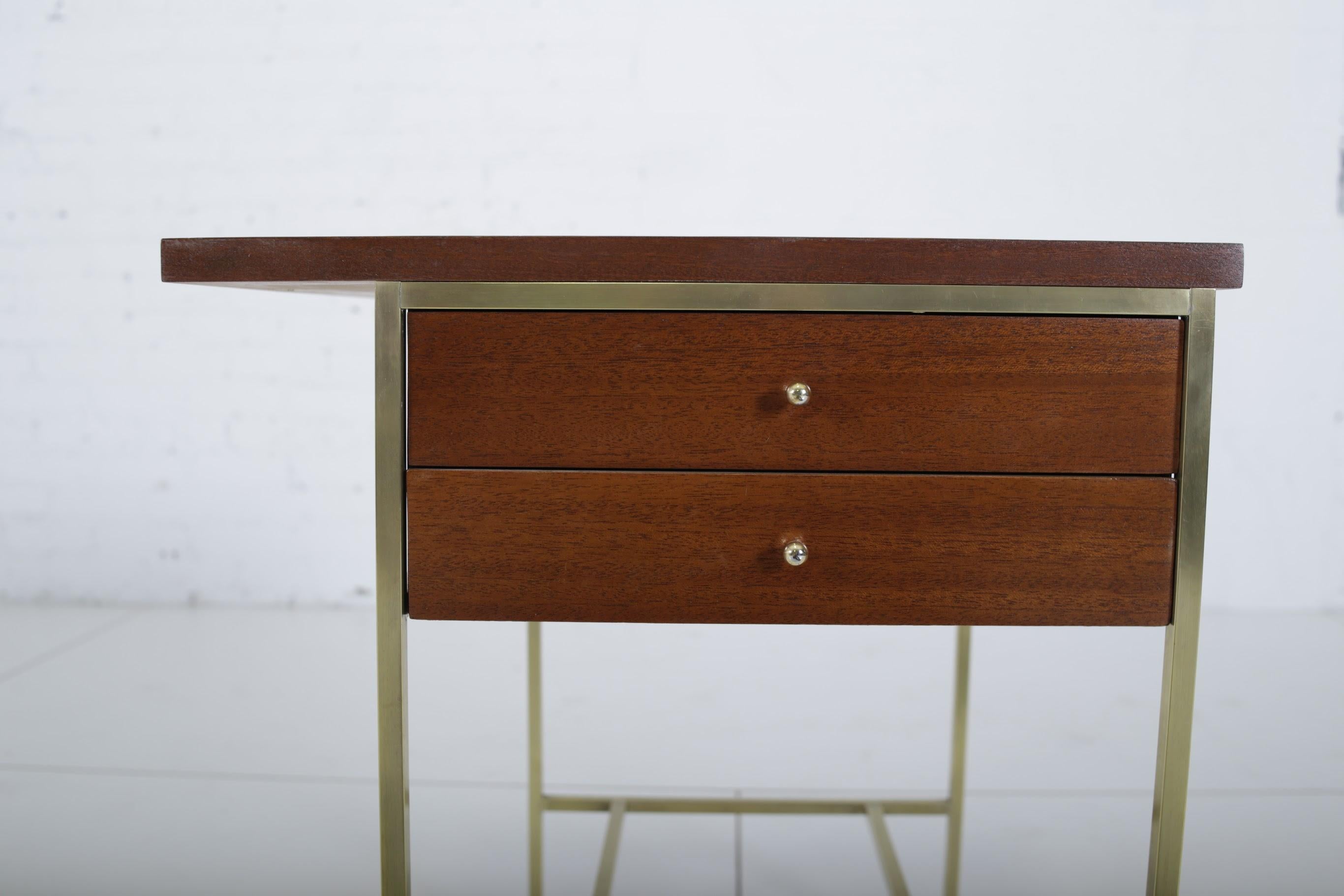 Mid-Century Modern Paul McCobb End Table on Brass Base