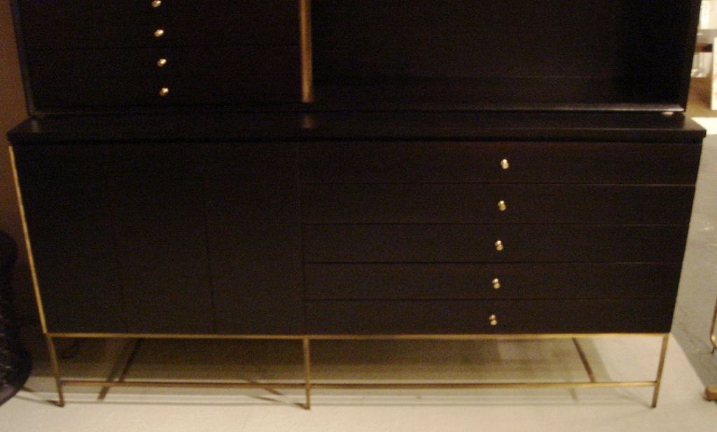Brass Paul McCobb Calvin Group 2 Piece Cabinet For Sale