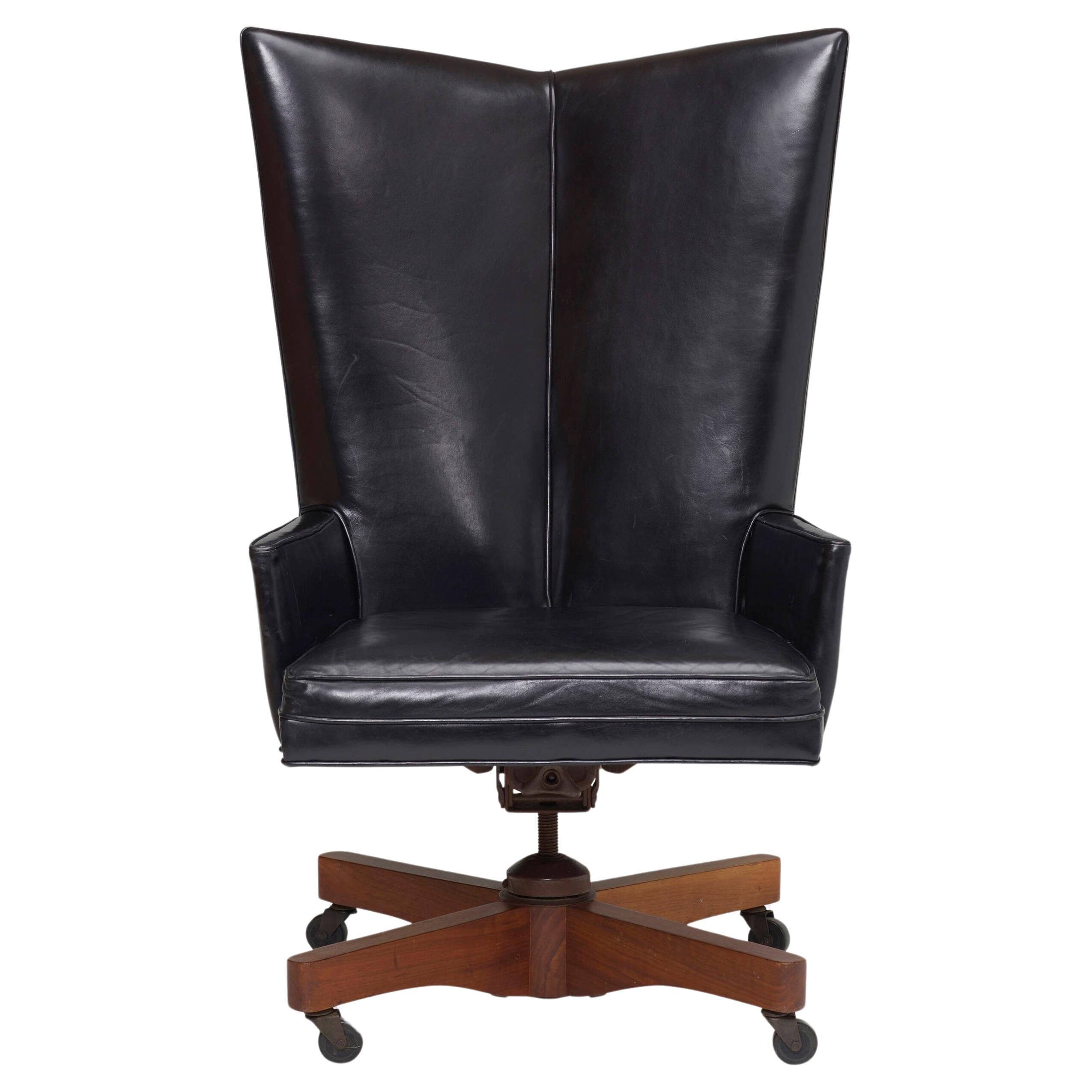 The original executive high wing back desk chair on casters designed by Paul McCobb.

Feel free to request a delivery rate and we will do our best to search for the most reasonable quote.
