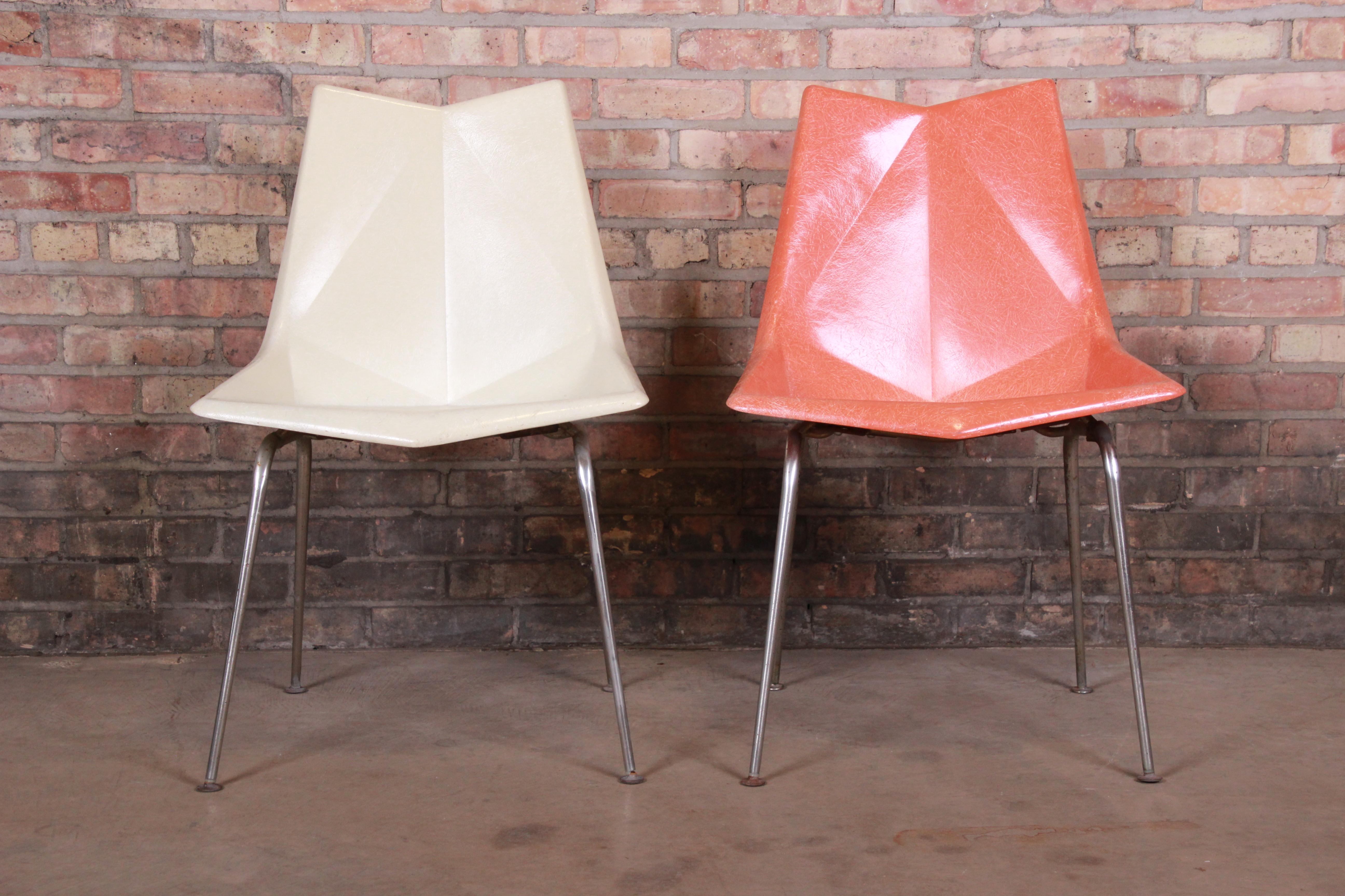 American Paul McCobb Fiberglass Origami Chairs, Pair