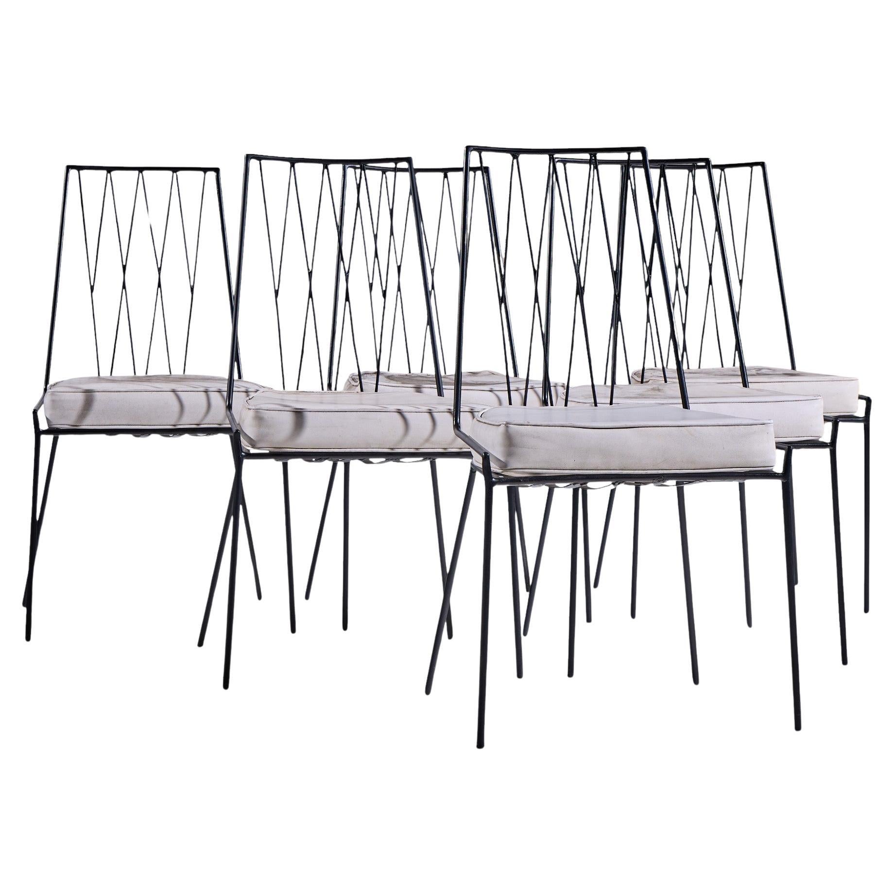 Paul McCobb for Arbuck Pavilion Collection Iron Dining Chairs - Set of 6 For Sale