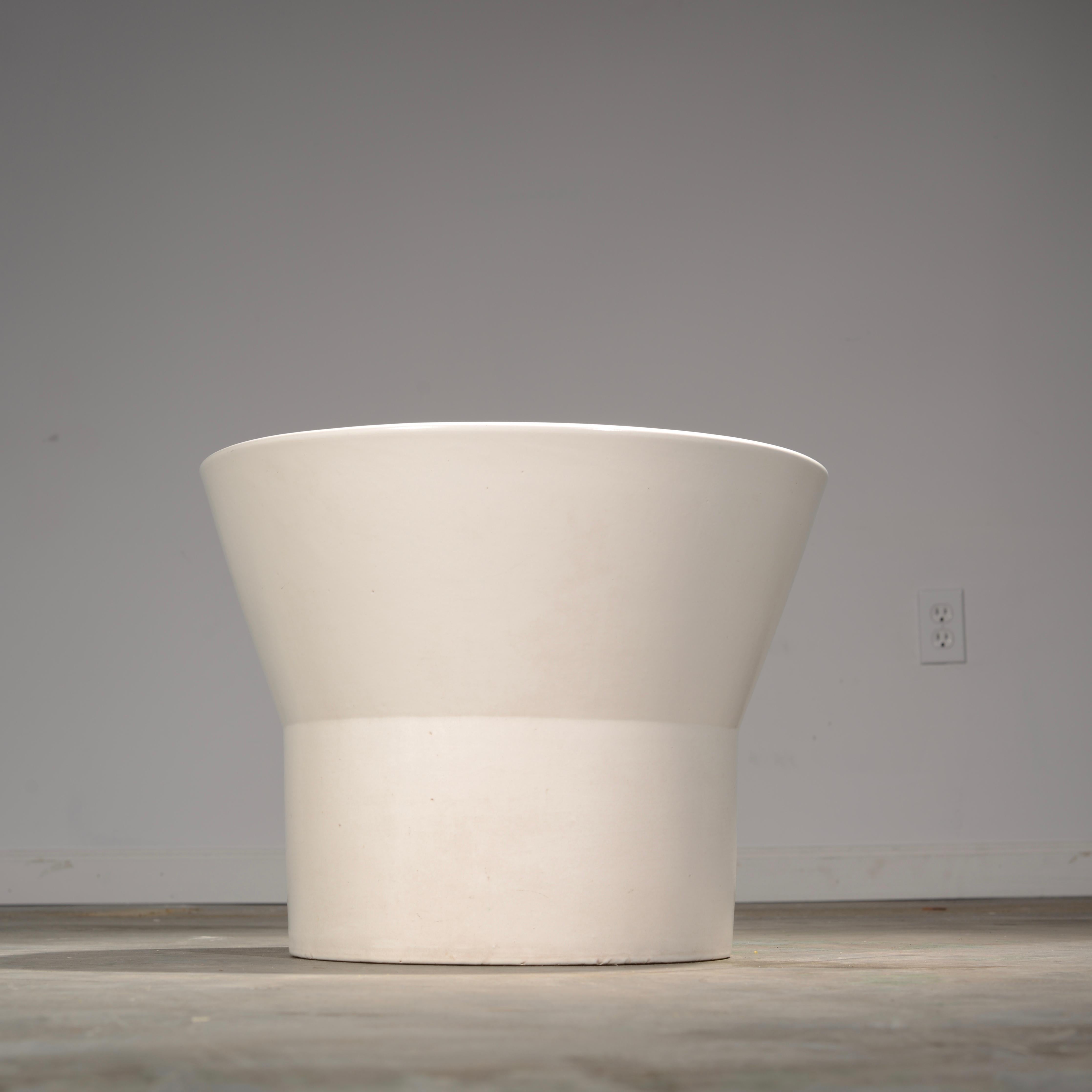 A rare white-glazed bisque planter designed by Paul McCobb for Architectural Pottery, 1964. This planter is in excellent condition with no evidence of prior use.