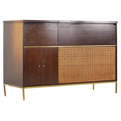 Used Paul McCobb for Bell and Howell Mid Century Cane and Brass Stereo Console