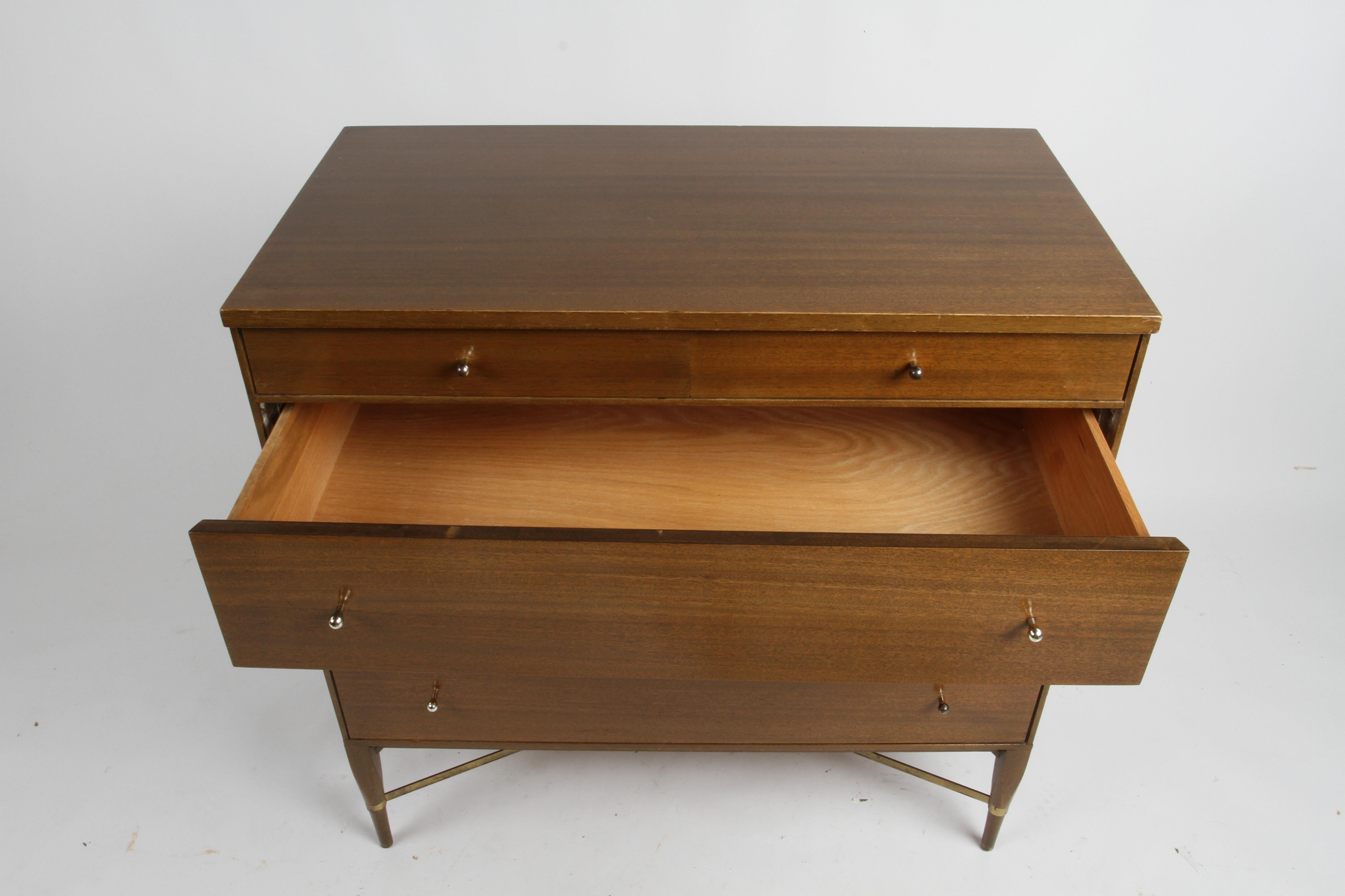 Paul McCobb for Calvin #1003 Chest of Drawers or Dresser with Brass X Stretcher 2