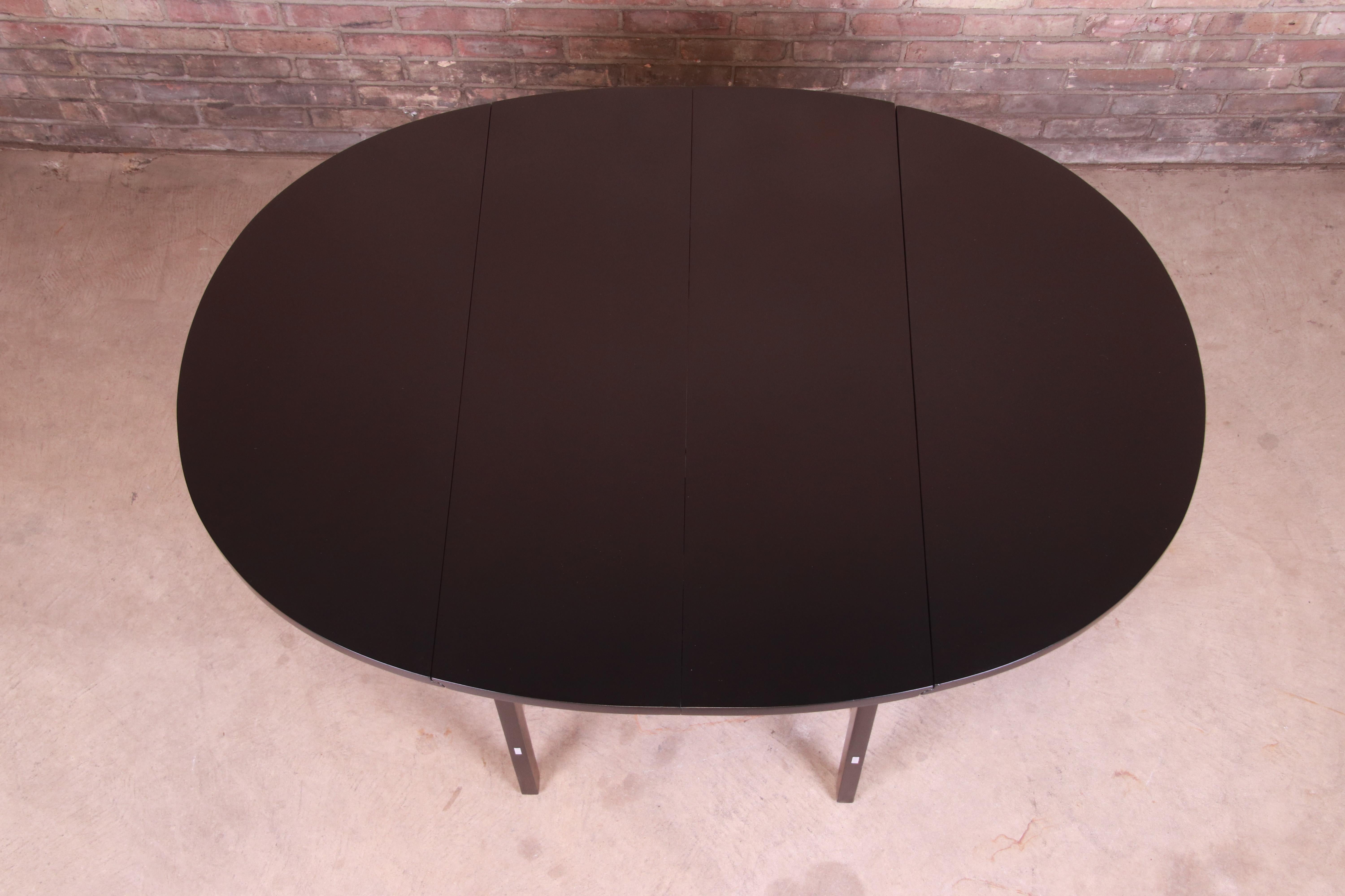 Paul McCobb for Calvin Black Lacquer and Brass Dining Table, Newly Refinished 8