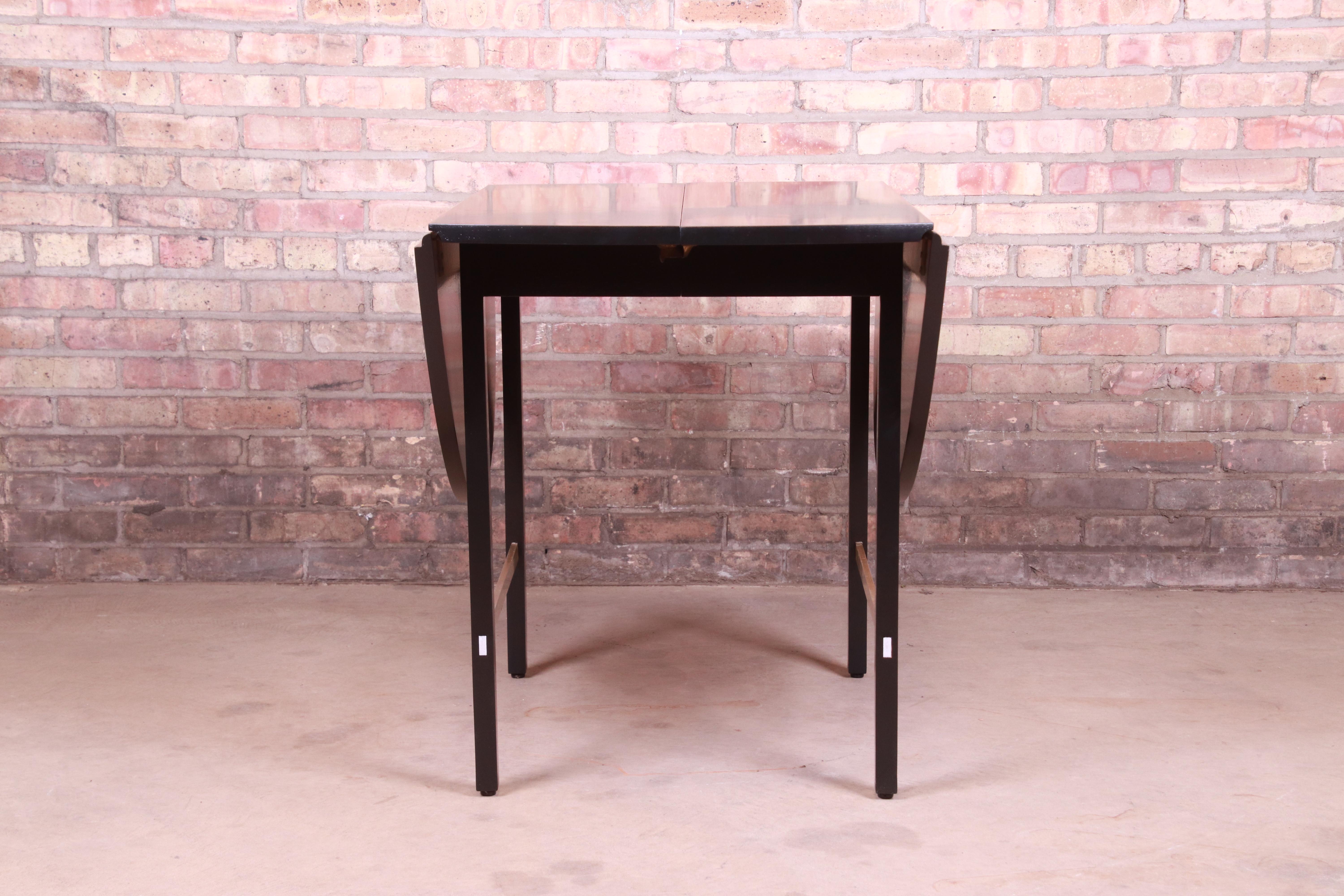 Paul McCobb for Calvin Black Lacquer and Brass Dining Table, Newly Refinished 10