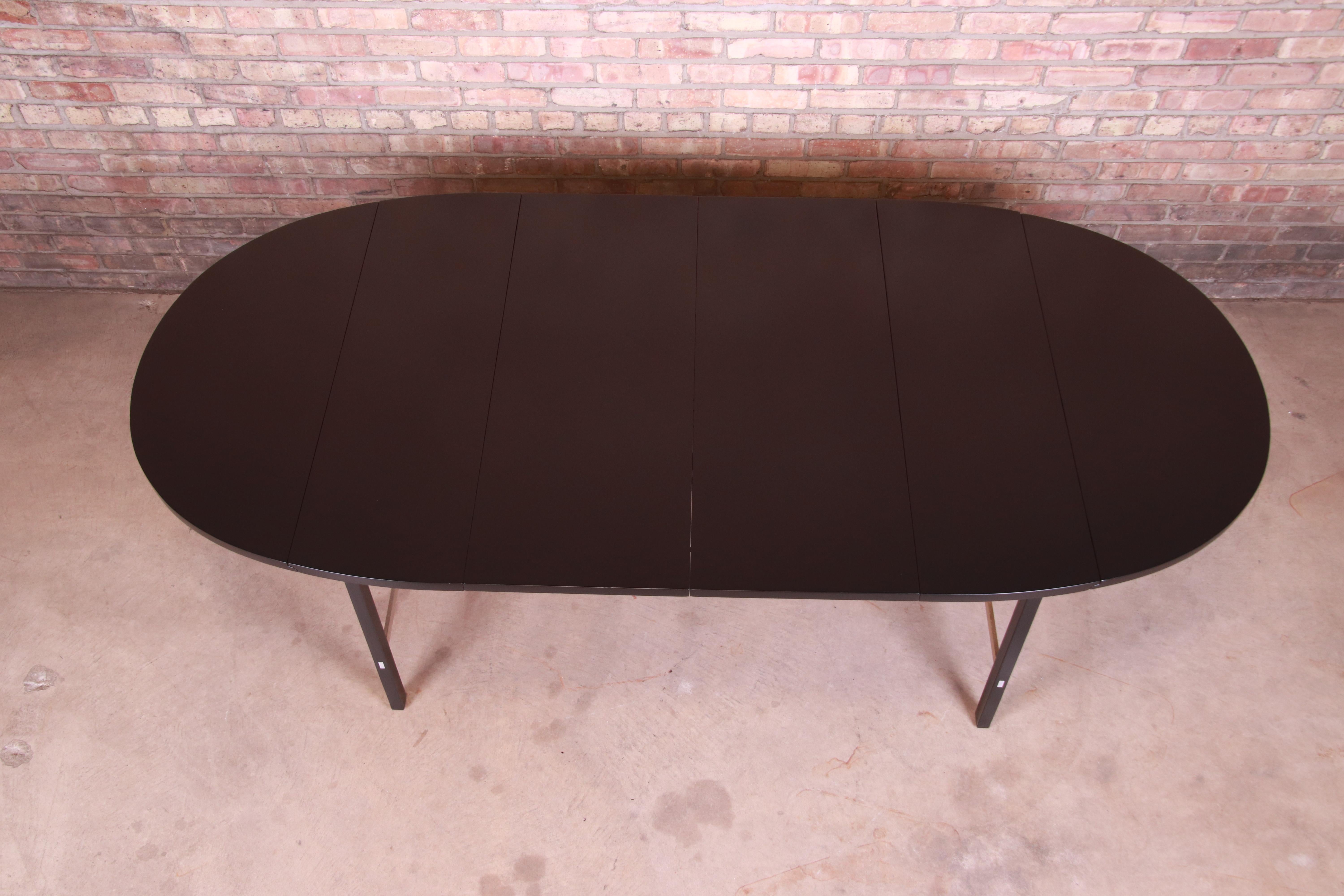 Mid-20th Century Paul McCobb for Calvin Black Lacquer and Brass Dining Table, Newly Refinished